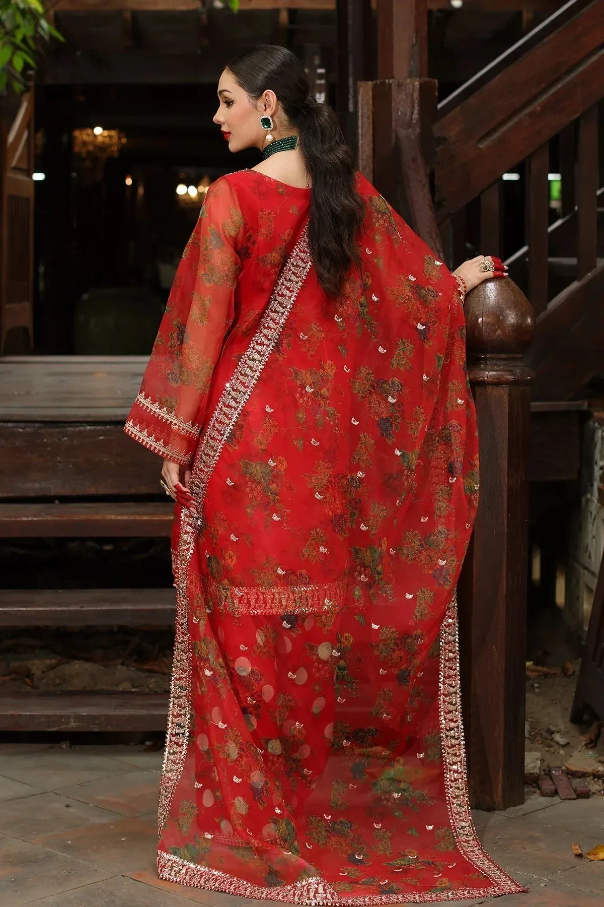 Charizma Festive Pret Red Raw Silk – view 2 – Poshaq