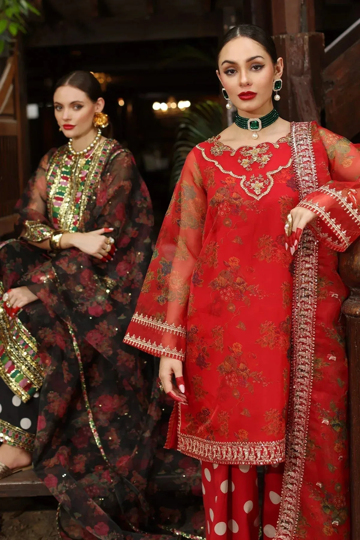Charizma Festive Pret Red Raw Silk – view 3 – Poshaq