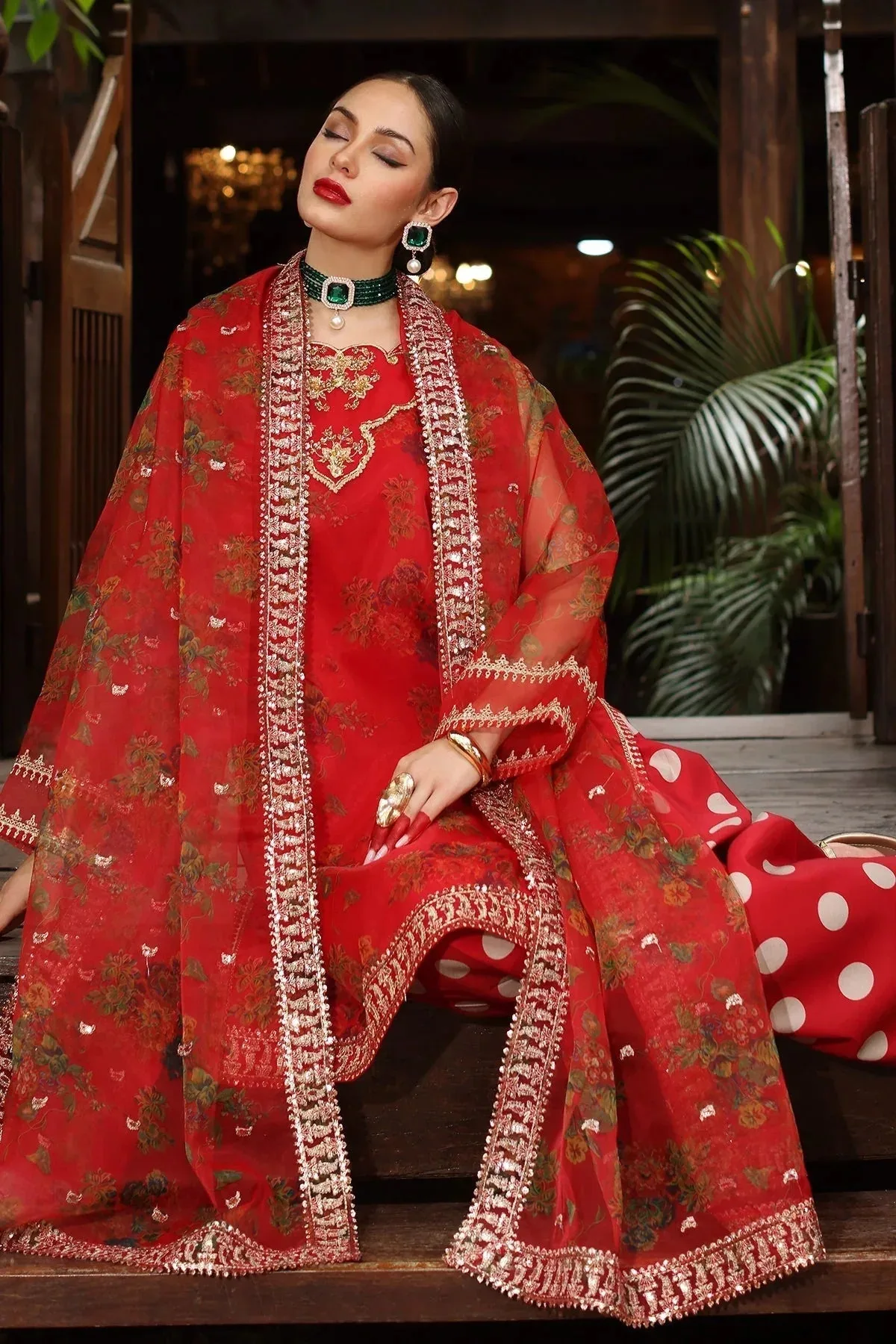 Charizma Festive Pret Red Raw Silk – view 6 – Poshaq