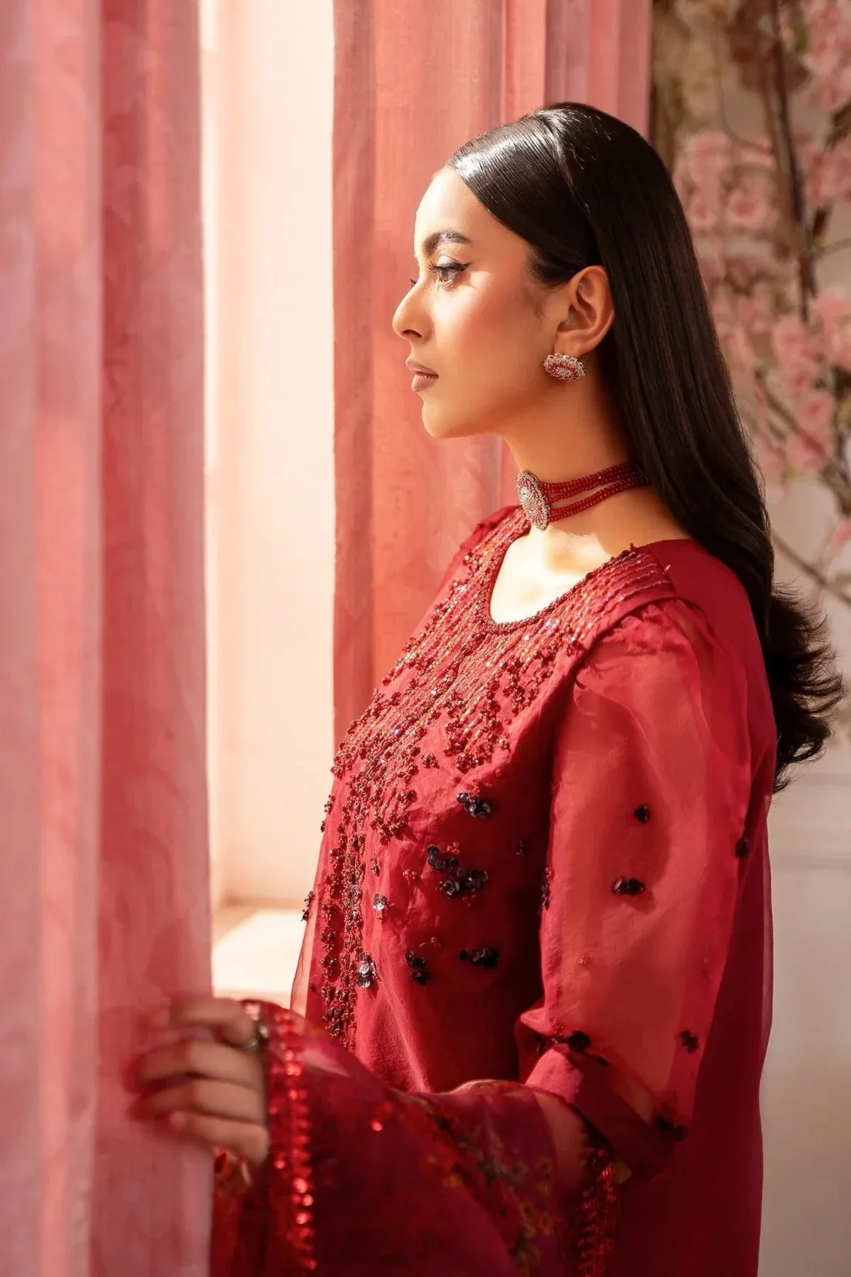 Charizma Festive Pret Maroon Raw Silk – view 4 – Poshaq
