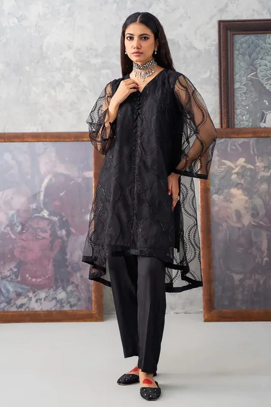 Charizma Festive Pret Black Raw Silk – view 1 – Poshaq