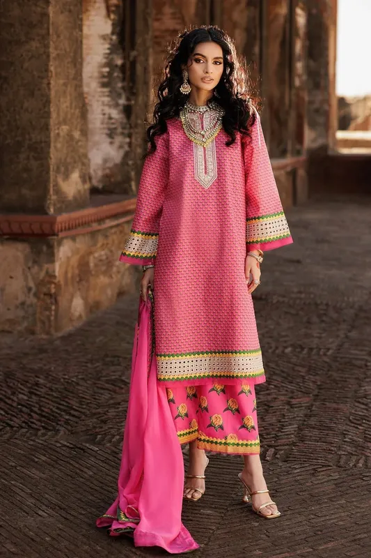 Charizma Niche Eid Edit Lipstick Pink Chiffon – view 1 – Poshaq