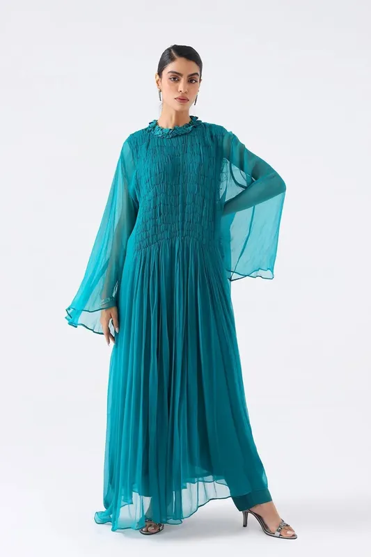 Charizma Festive Pret Teal Chiffon – view 1 – Poshaq