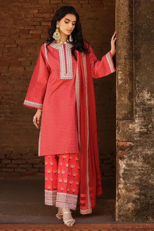 Charizma Niche Eid Edit Pinkish Orange Chiffon – view 1 – Poshaq