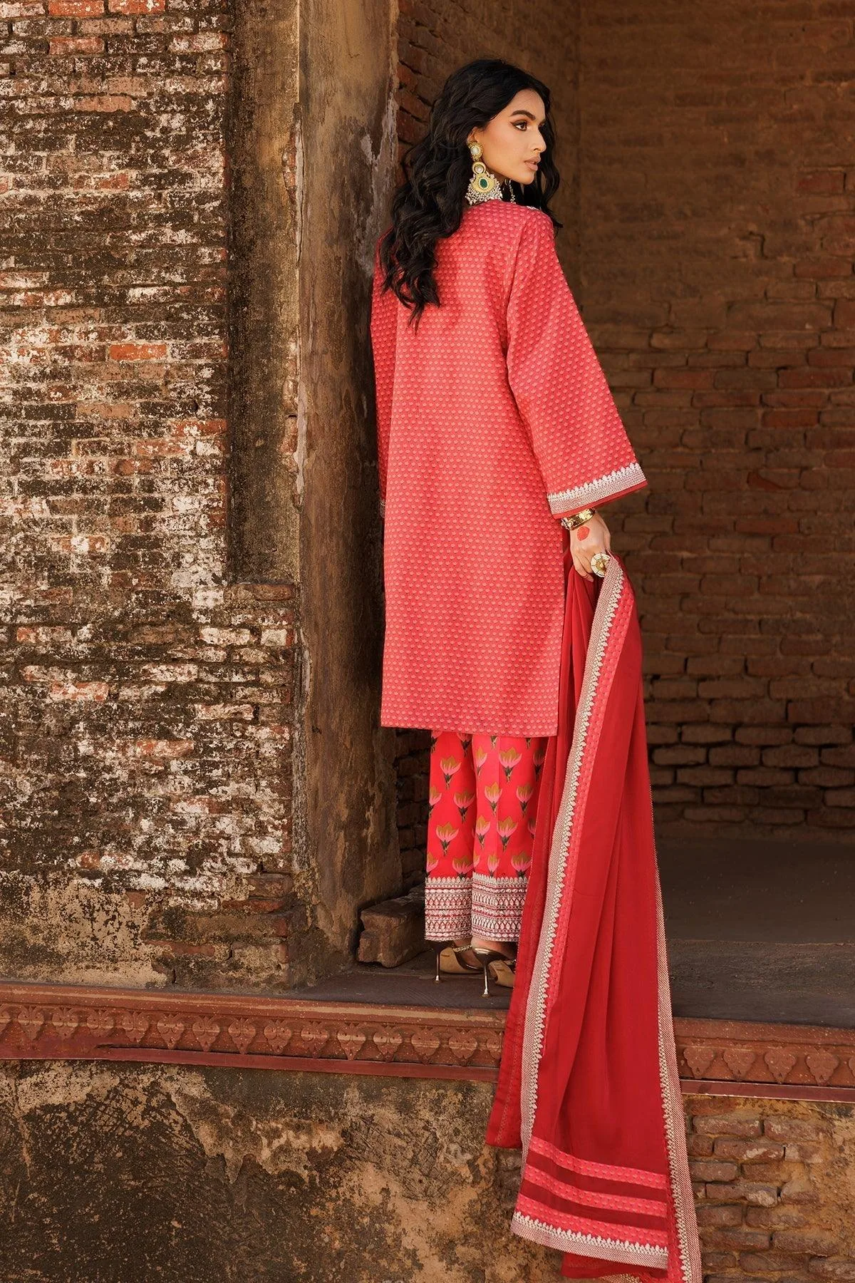 Charizma Niche Eid Edit Pinkish Orange Chiffon – view 2 – Poshaq