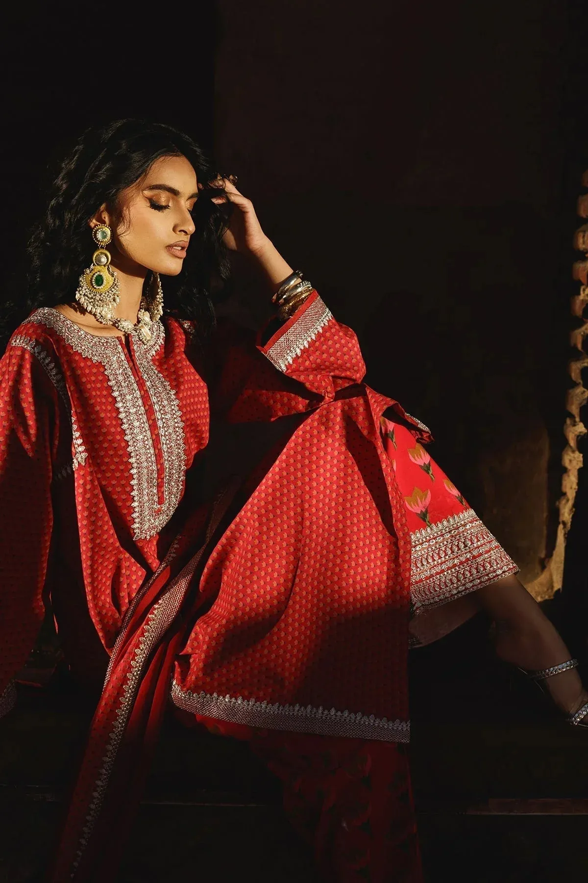 Charizma Niche Eid Edit Pinkish Orange Chiffon – view 4 – Poshaq