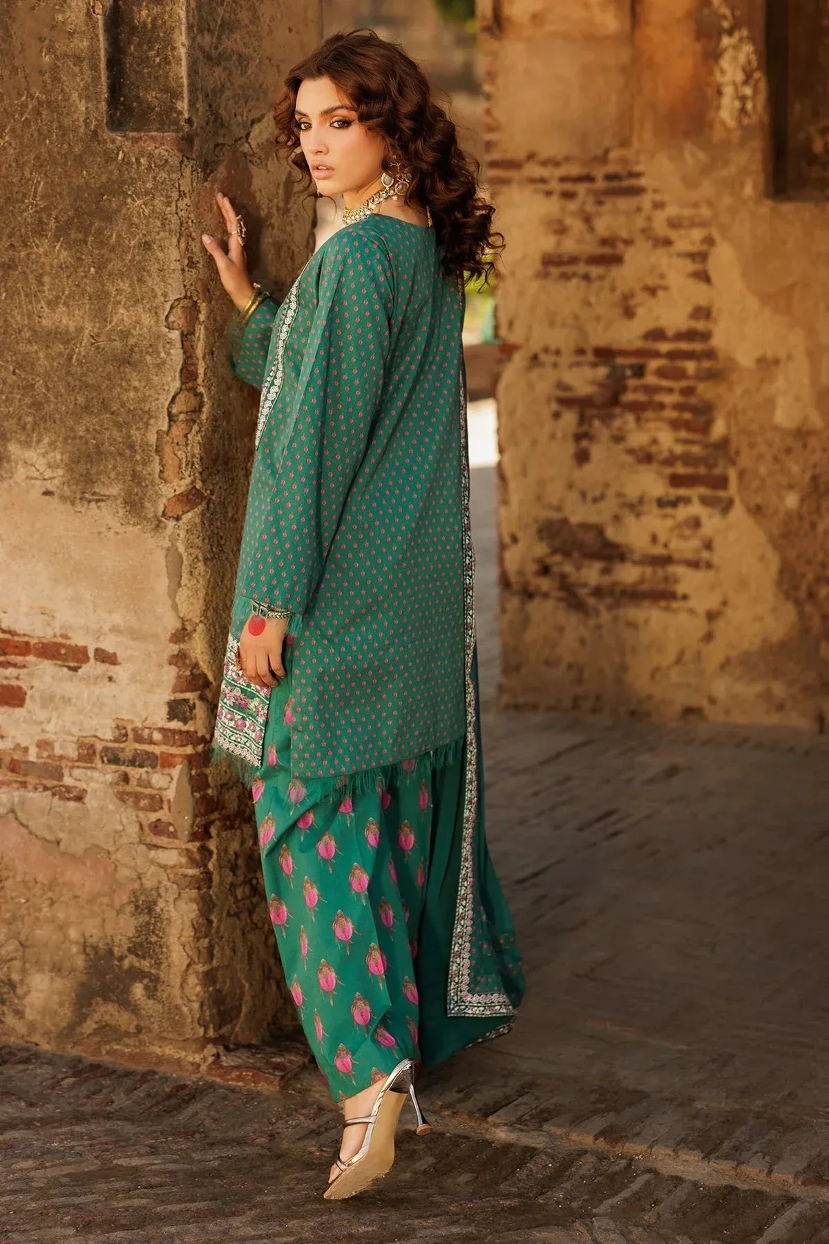 Charizma Niche Eid Edit Teal Green Chiffon – view 2 – Poshaq