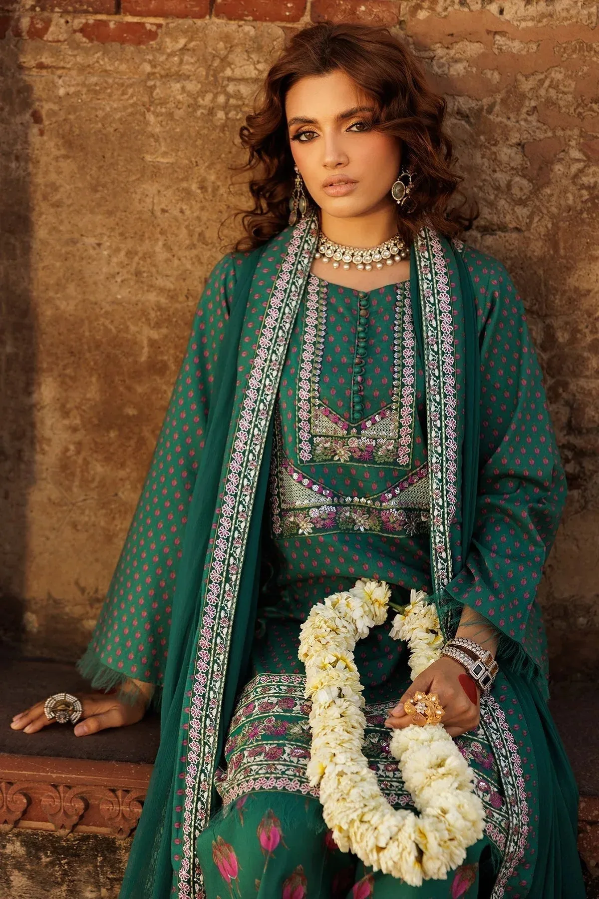 Charizma Niche Eid Edit Teal Green Chiffon – view 3 – Poshaq