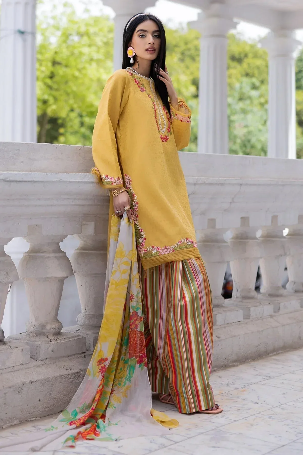 Charizma Niche Eid Edit Yellow Chiffon – view 2 – Poshaq