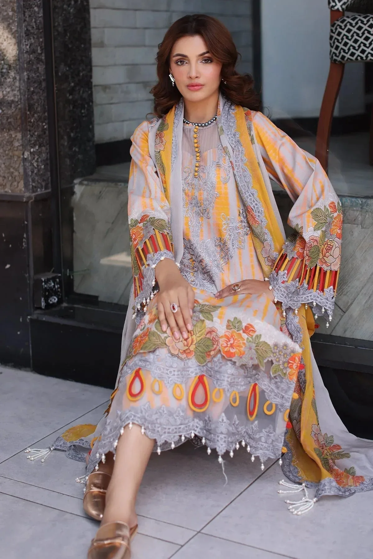Charizma Combination Lawn Mustard Yellow Lawn – view 5 – Poshaq