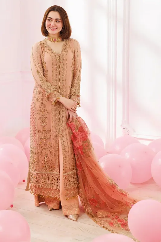 Charizma Dastaan e Jashaan 25 Peach Pink Raw Silk – view 1 – Poshaq