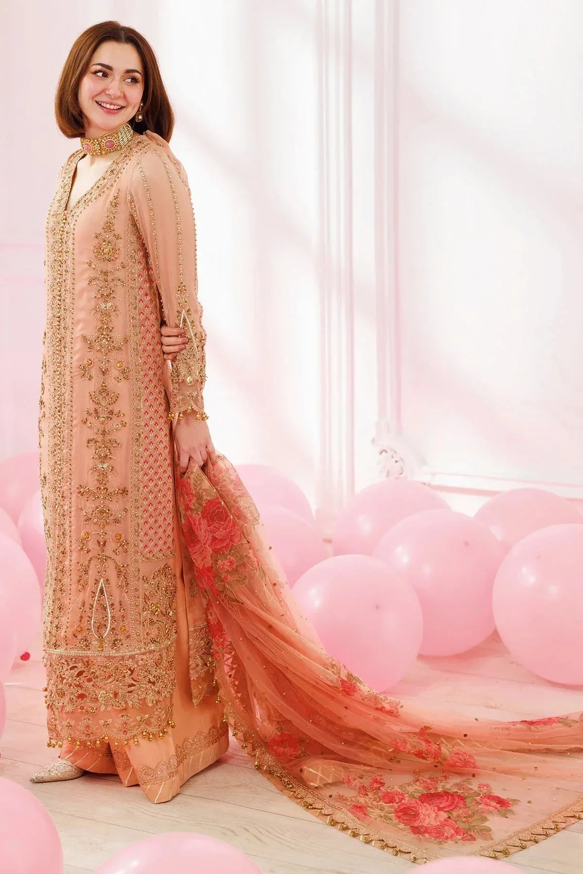 Charizma Dastaan e Jashaan 25 Peach Pink Raw Silk – view 2 – Poshaq