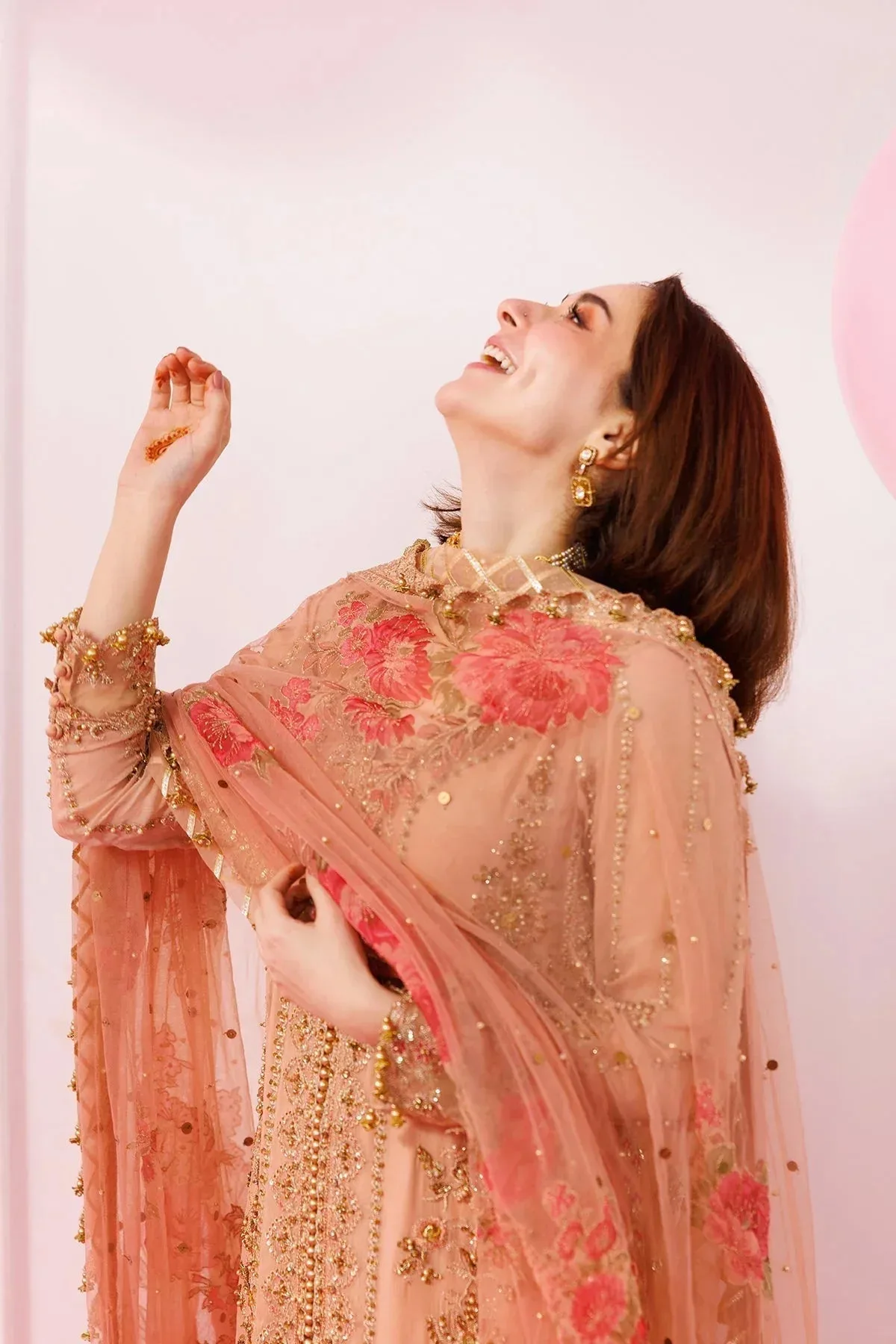 Charizma Dastaan e Jashaan 25 Peach Pink Raw Silk – view 4 – Poshaq