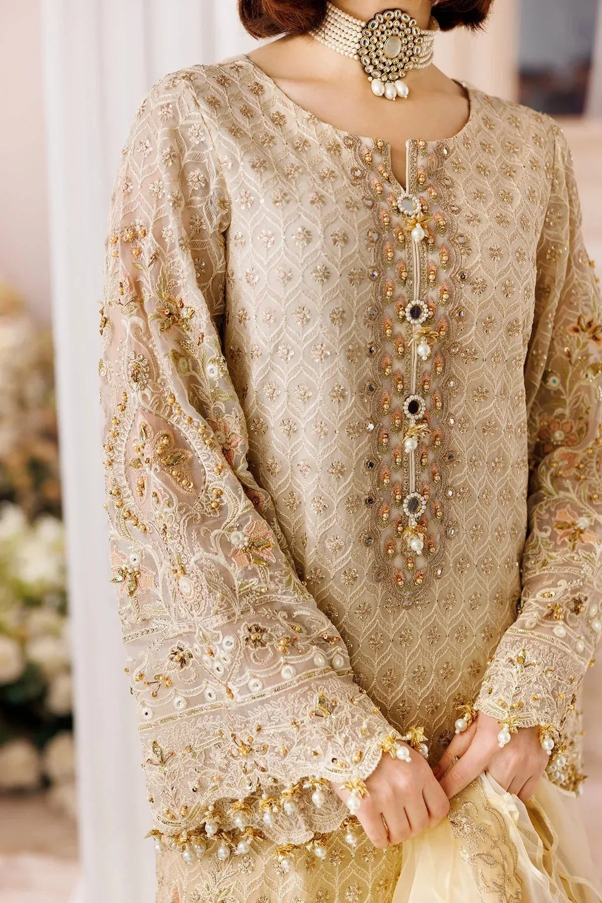 Charizma Dastaan e Jashaan 25 Gold Raw Silk – view 3 – Poshaq