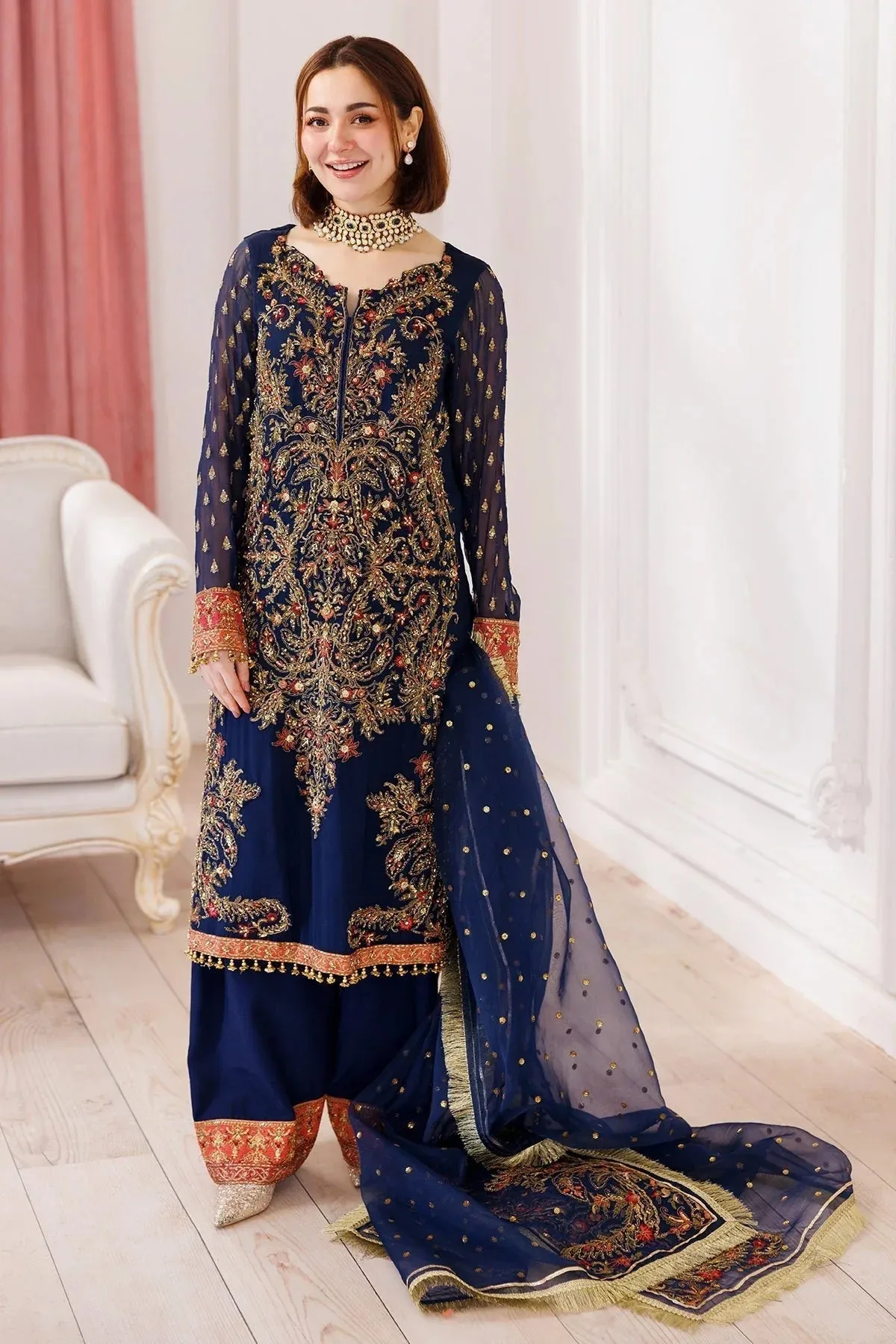Charizma Dastaan e Jashaan 25 Navy Blue Raw Silk – view 1 – Poshaq