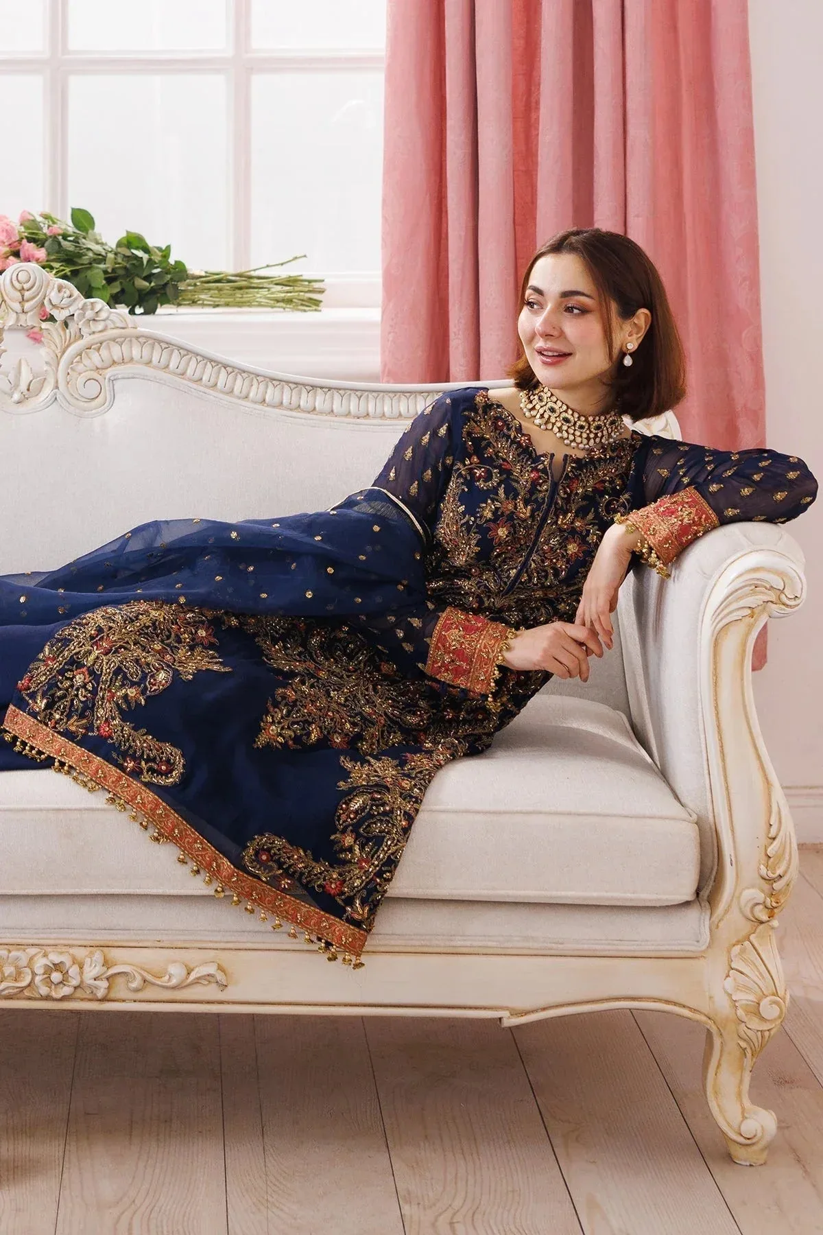 Charizma Dastaan e Jashaan 25 Navy Blue Raw Silk – view 3 – Poshaq