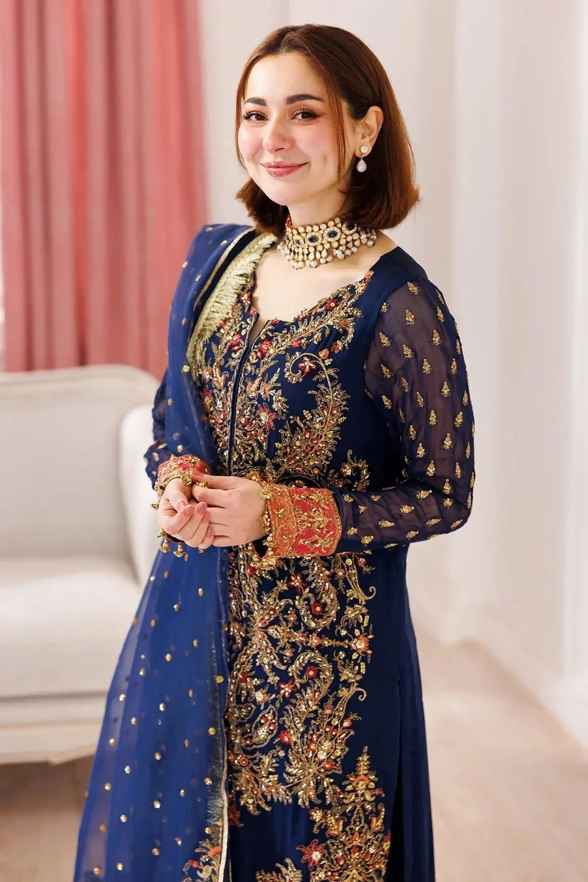 Charizma Dastaan e Jashaan 25 Navy Blue Raw Silk – view 4 – Poshaq