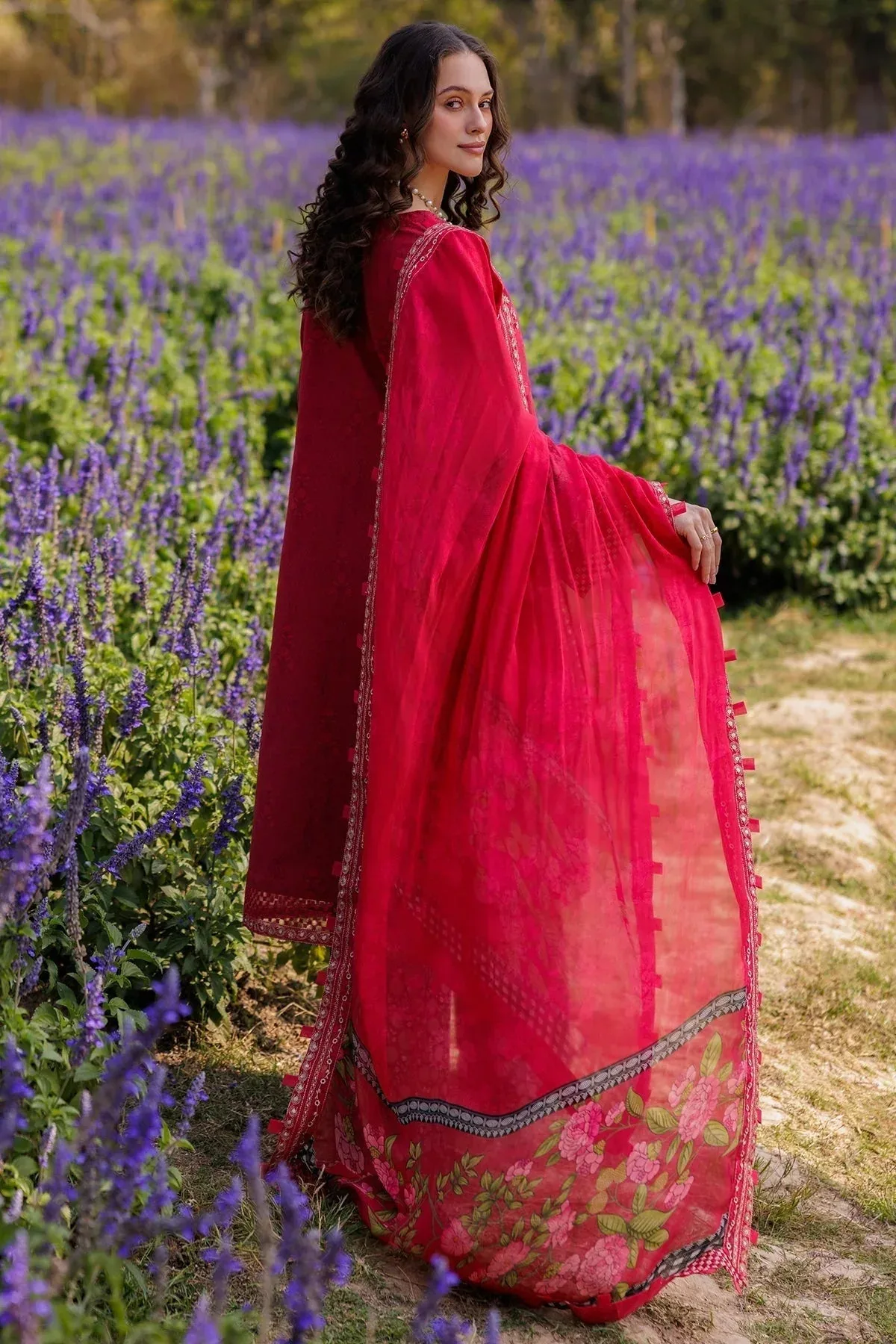 Charizma Combination 25 Blood Red Chiffon – view 2 – Poshaq