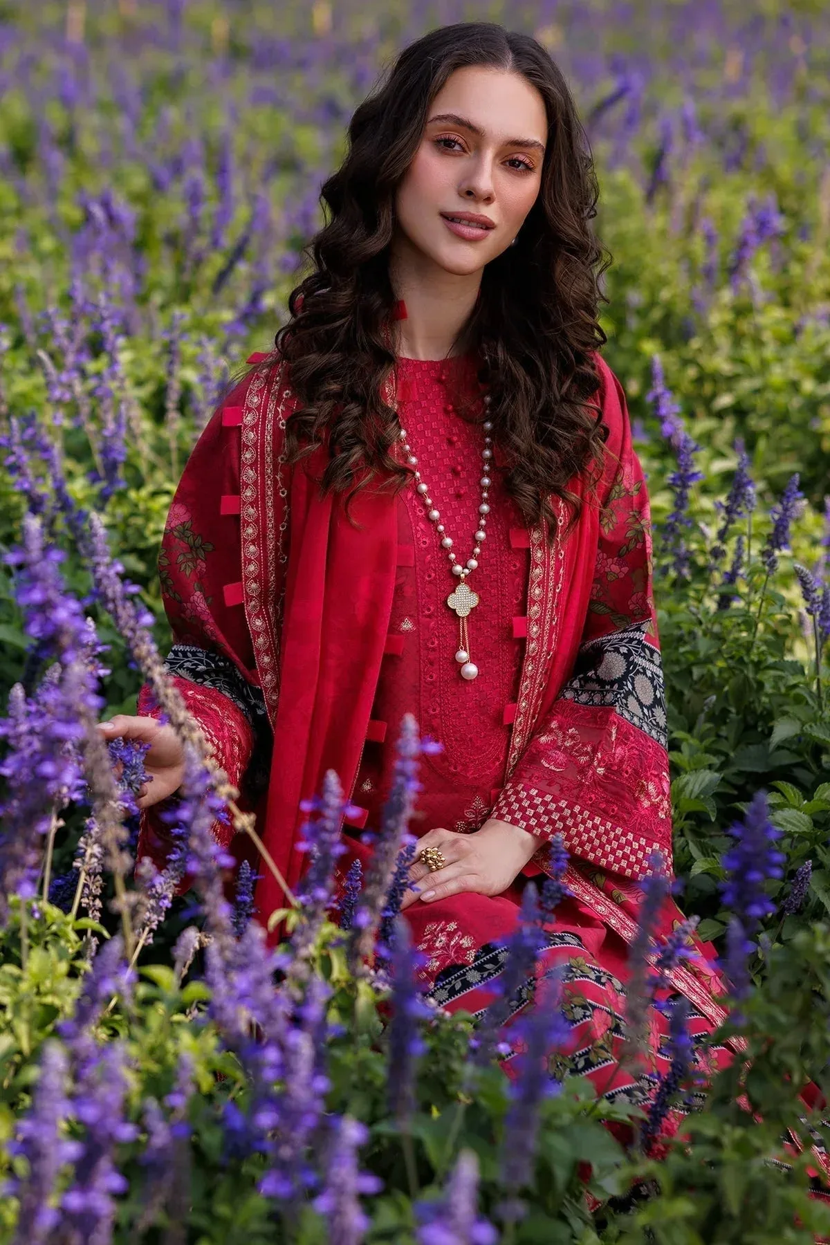Charizma Combination 25 Blood Red Chiffon – view 3 – Poshaq
