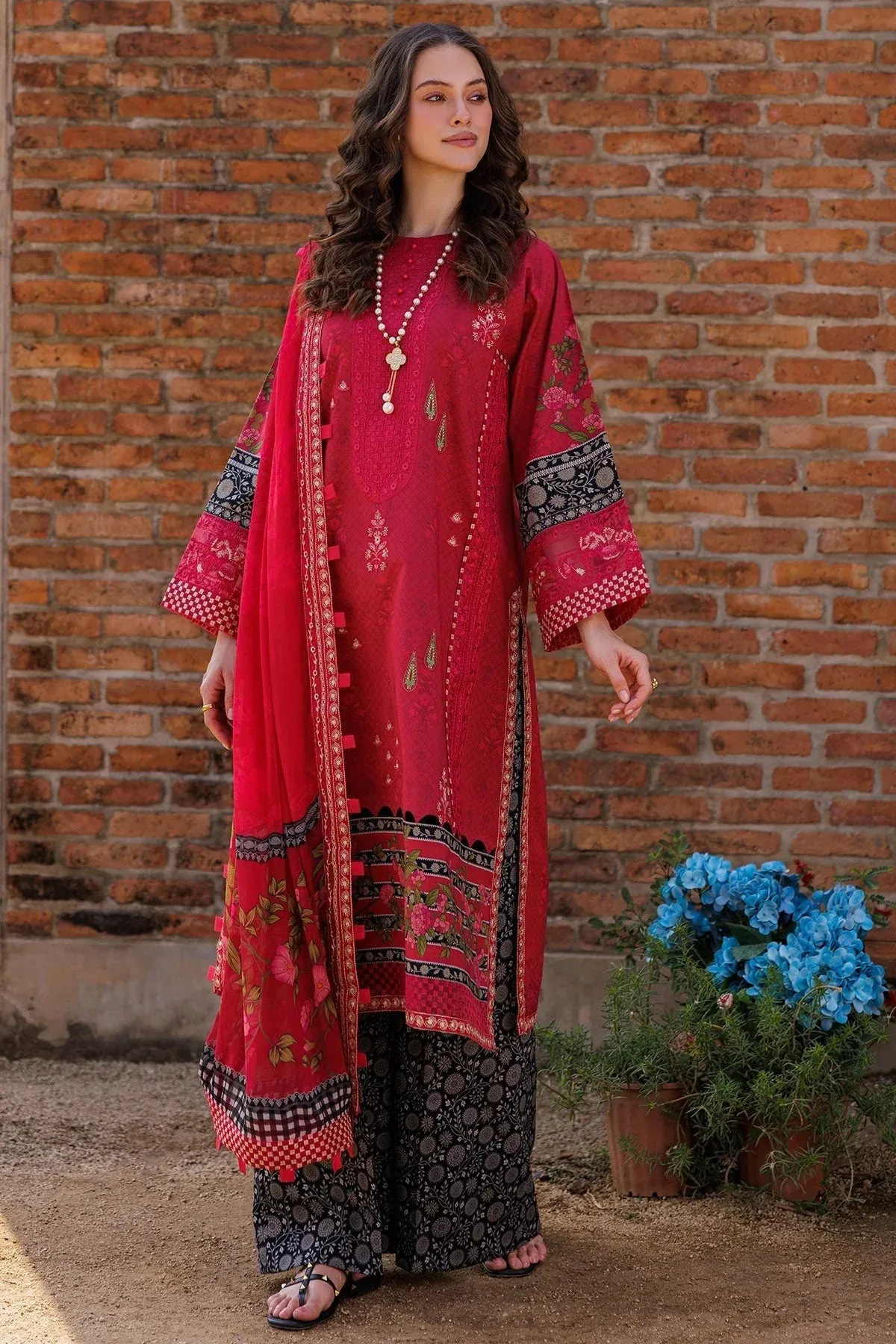 Charizma Combination 25 Blood Red Chiffon – view 4 – Poshaq