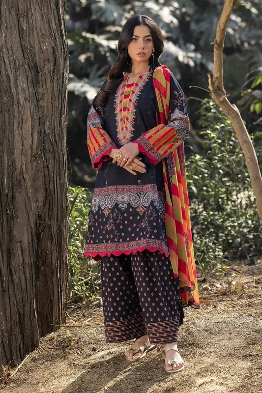 Charizma C prints Lawn Black Chiffon – view 1 – Poshaq