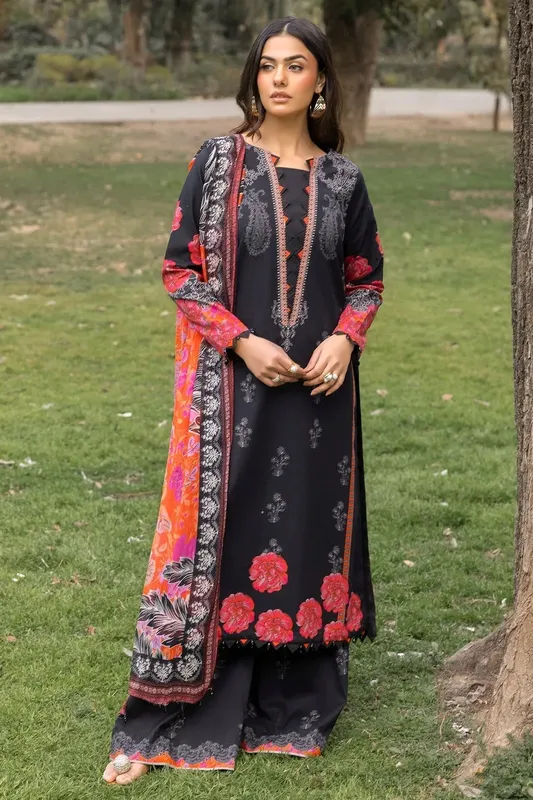 Charizma C prints Lawn Black Chiffon – view 1 – Poshaq