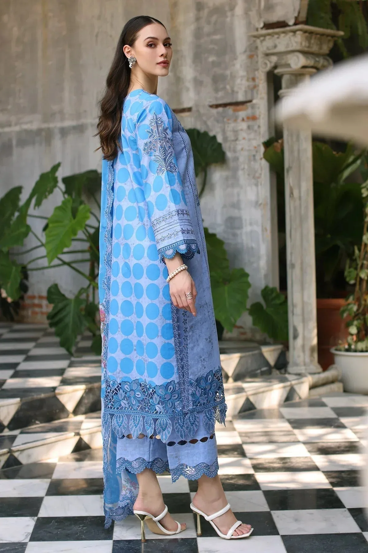 Charizma Miraas Lawn Denium Blue Chiffon – view 3 – Poshaq