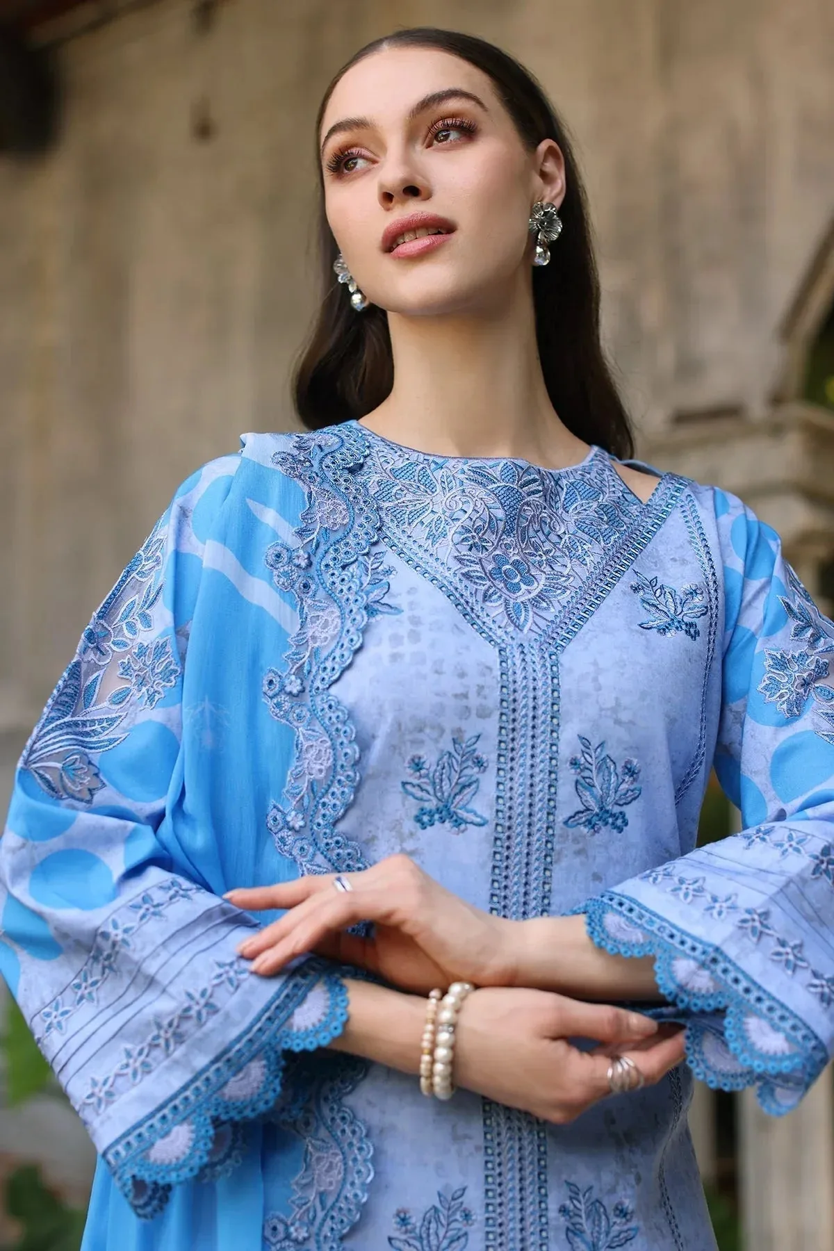 Charizma Miraas Lawn Denium Blue Chiffon – view 5 – Poshaq