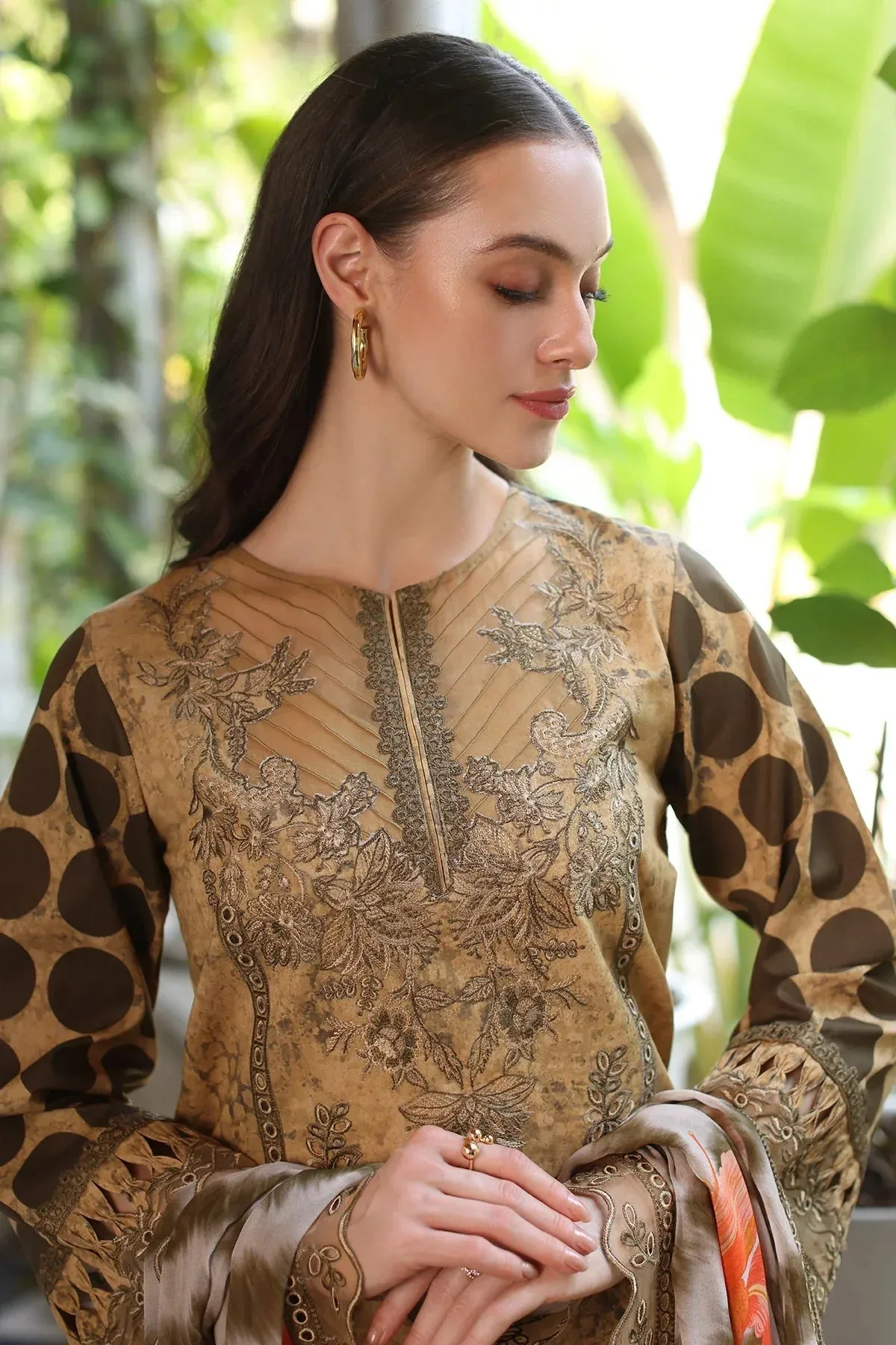 Charizma Miraas Lawn Caramel Chiffon – view 5 – Poshaq