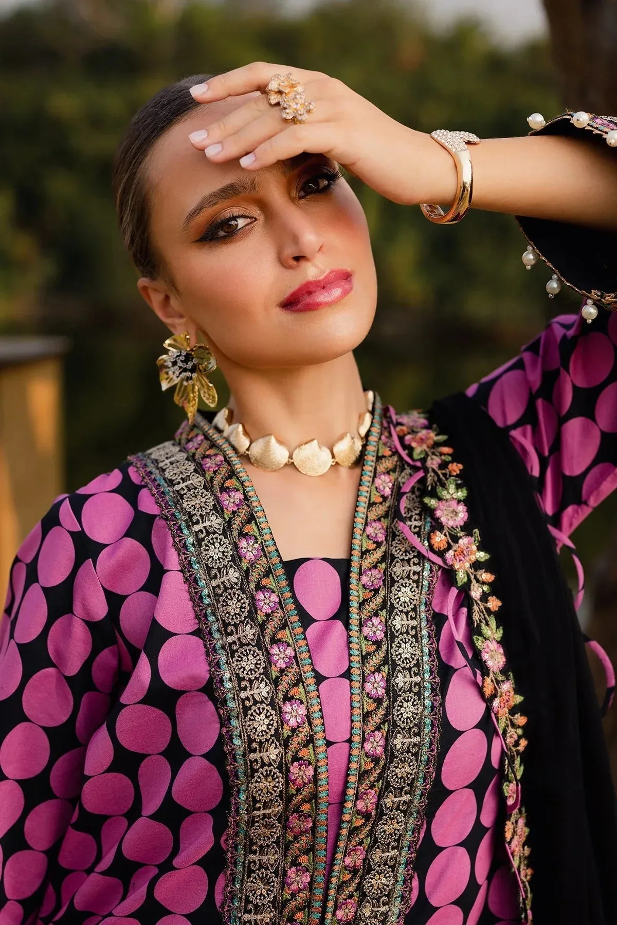 Charizma Qara Festive Edit 25 Rose Pink Chiffon – view 4 – Poshaq