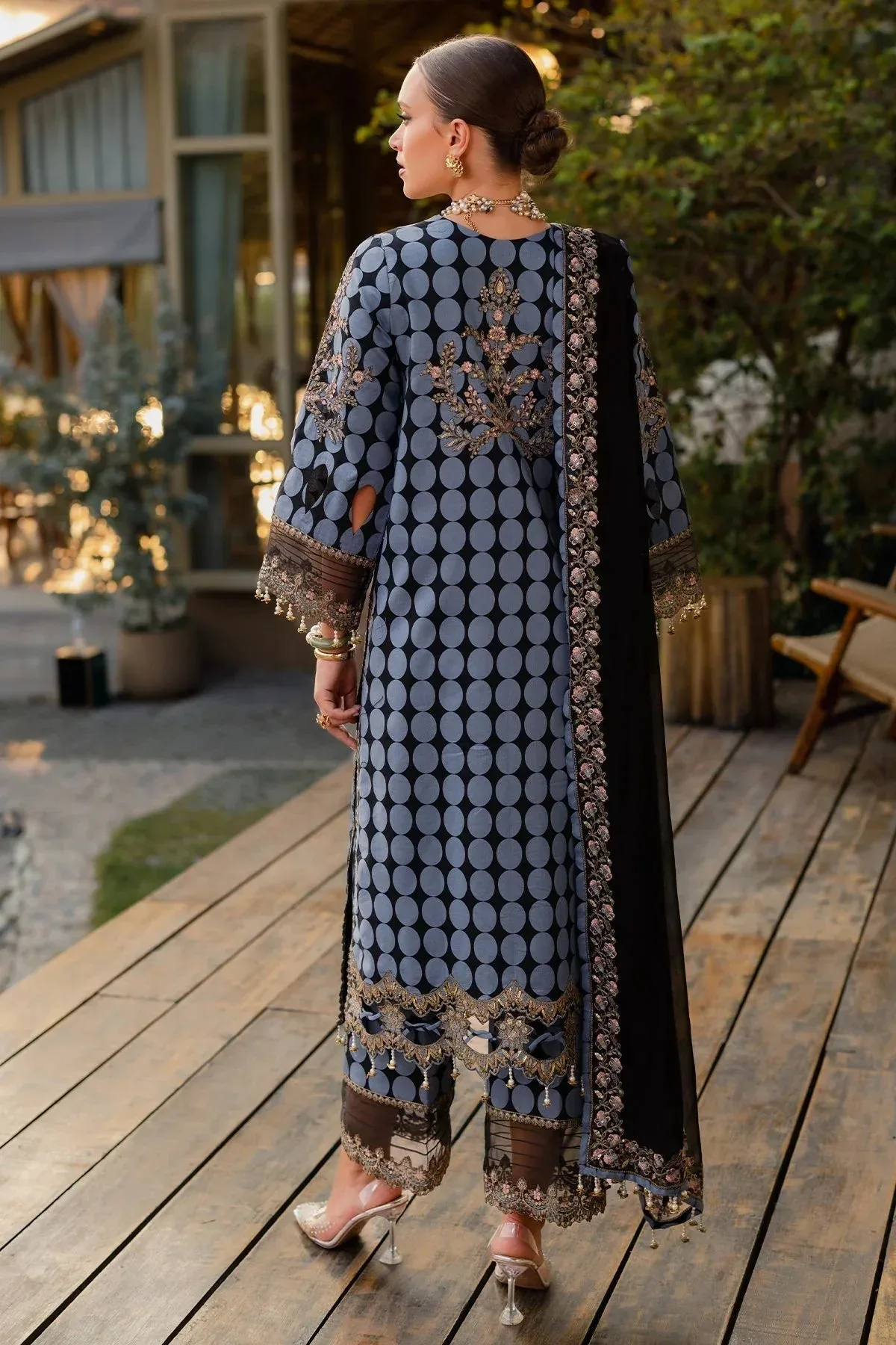 Charizma Qara Festive Edit 25 Blue Gray Chiffon – view 2 – Poshaq