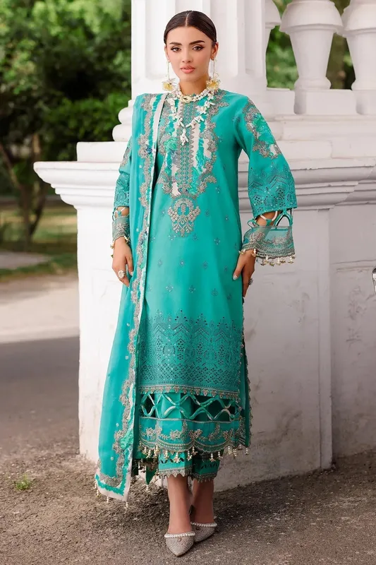 Charizma Tabeer Lawn Vol 25 Teal Chiffon – view 1 – Poshaq