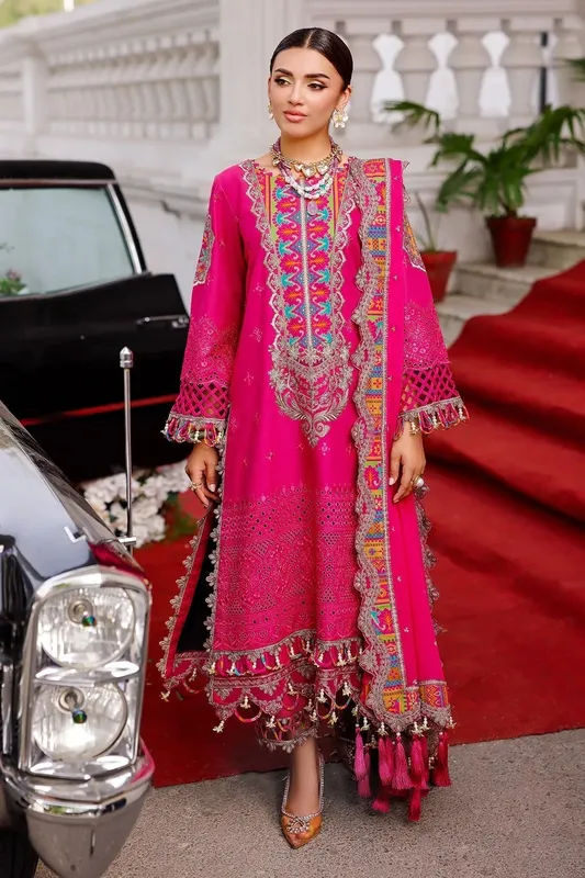 Charizma Tabeer Lawn Vol 25 Hot Pink Chiffon – view 1 – Poshaq