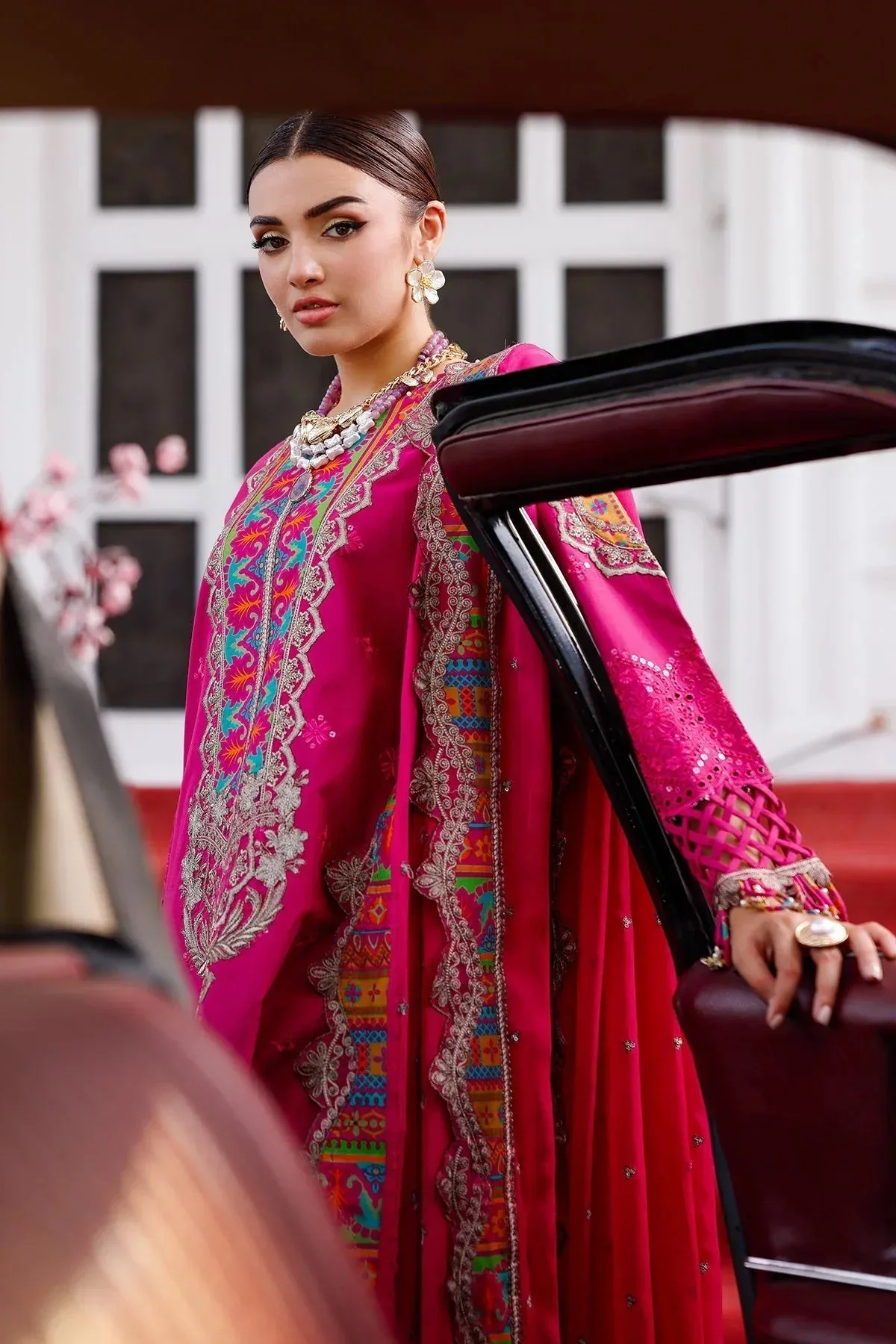 Charizma Tabeer Lawn Vol 25 Hot Pink Chiffon – view 3 – Poshaq