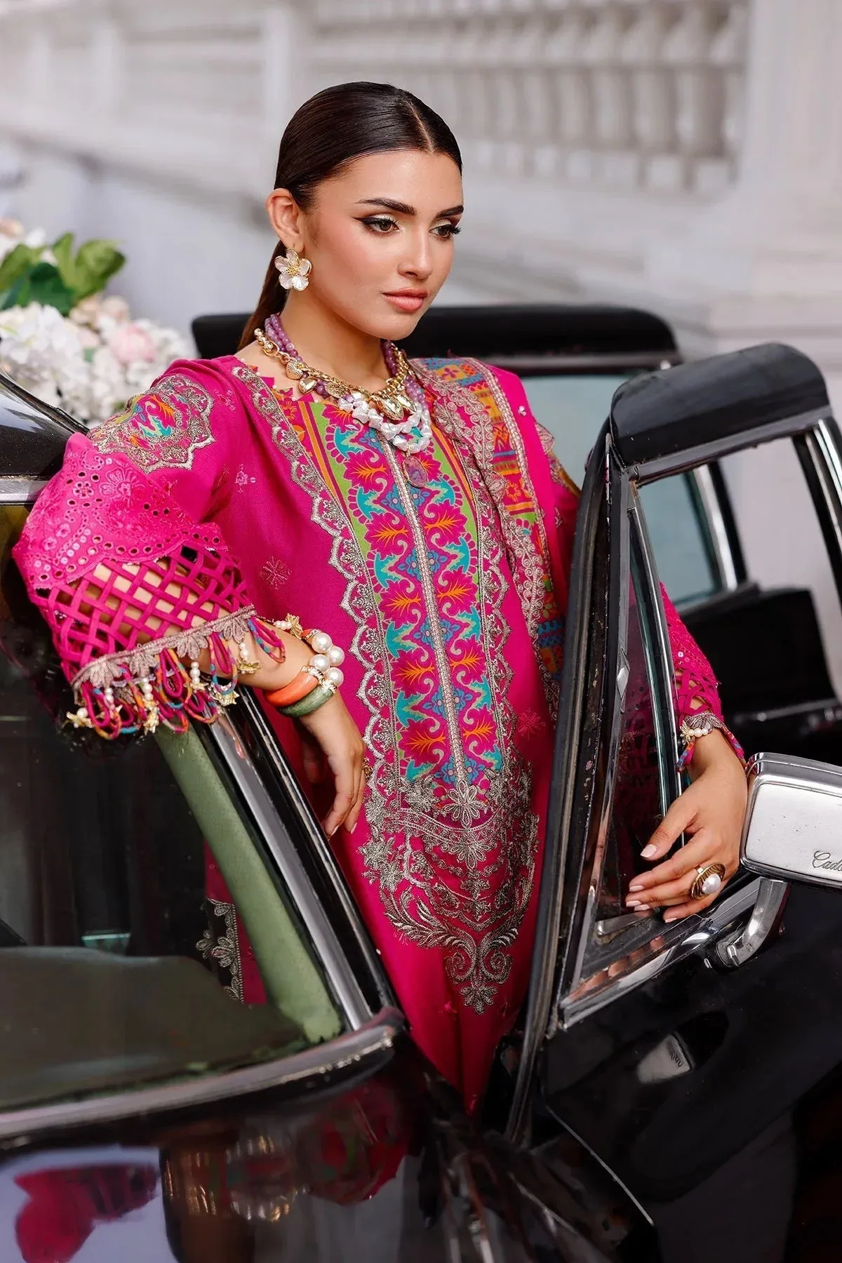 Charizma Tabeer Lawn Vol 25 Hot Pink Chiffon – view 4 – Poshaq