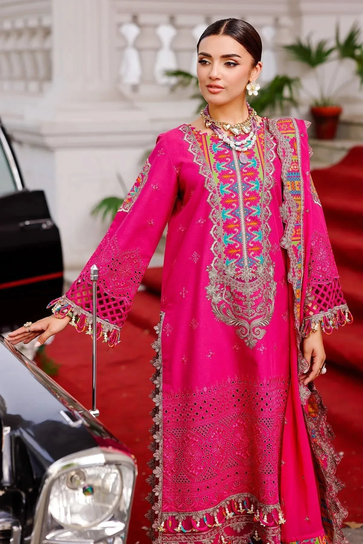 Charizma Tabeer Lawn Vol 25 Hot Pink Chiffon – view 5 – Poshaq