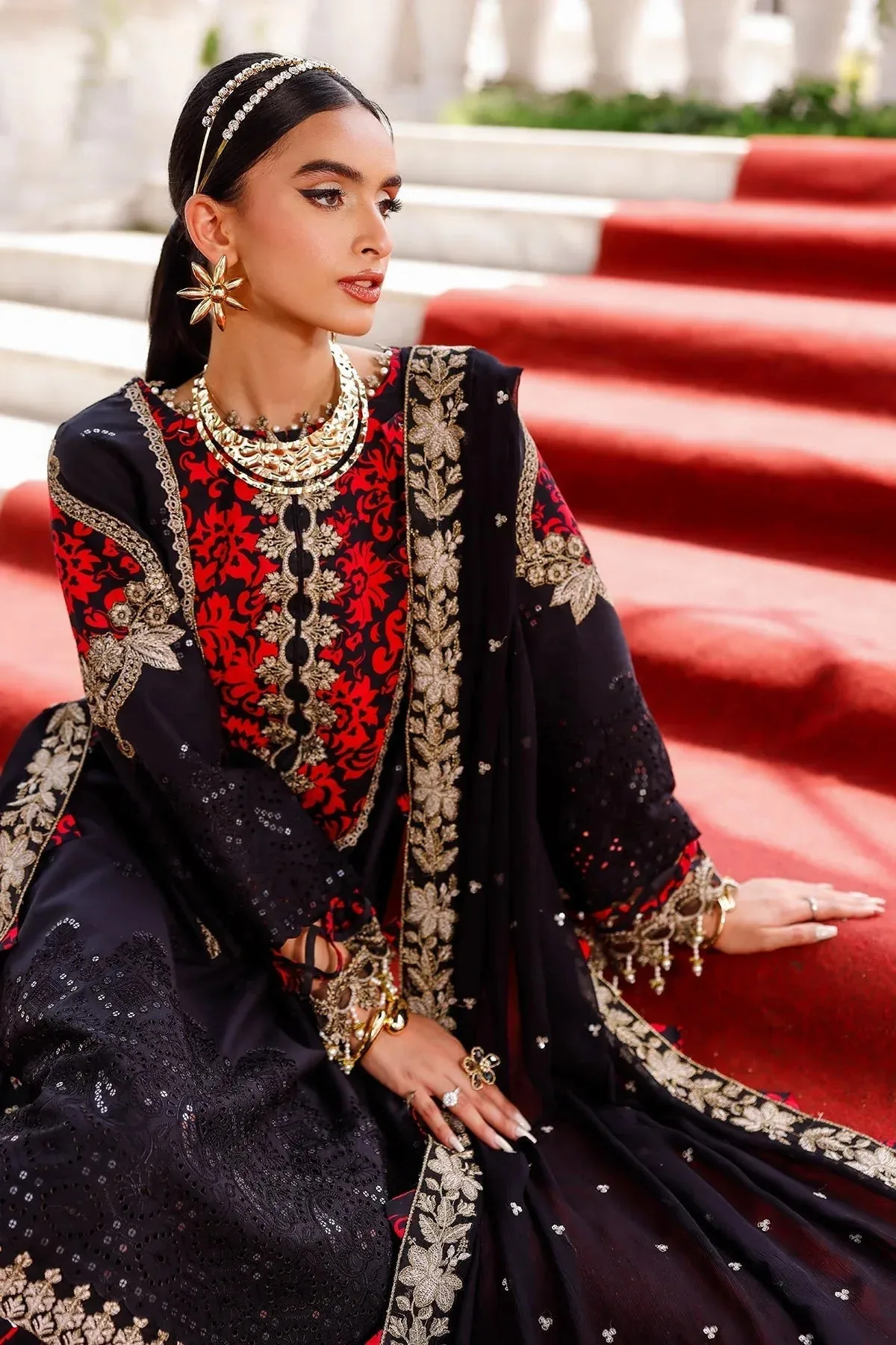 Charizma Tabeer Lawn Vol 25 Black Chiffon – view 3 – Poshaq