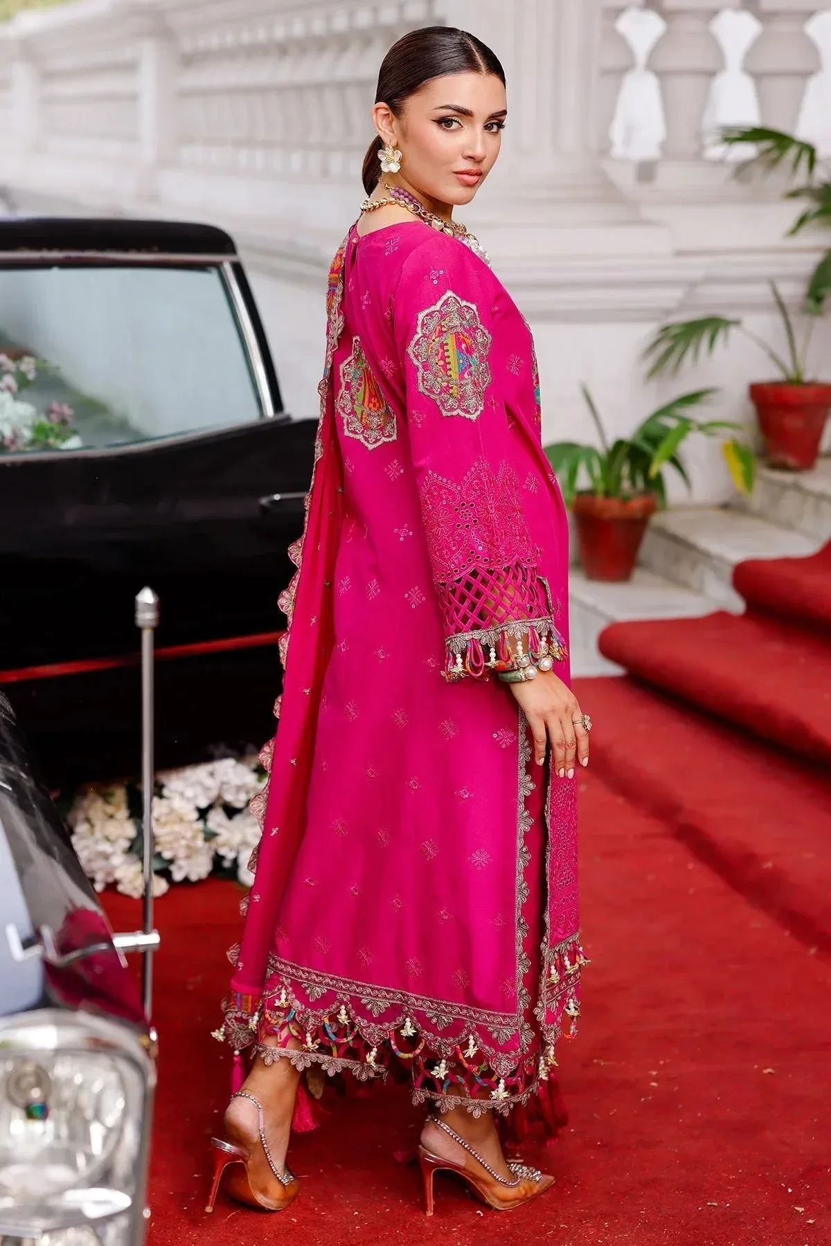 Charizma Naranji Lawn 25 Candy Pink Chiffon – view 2 – Poshaq