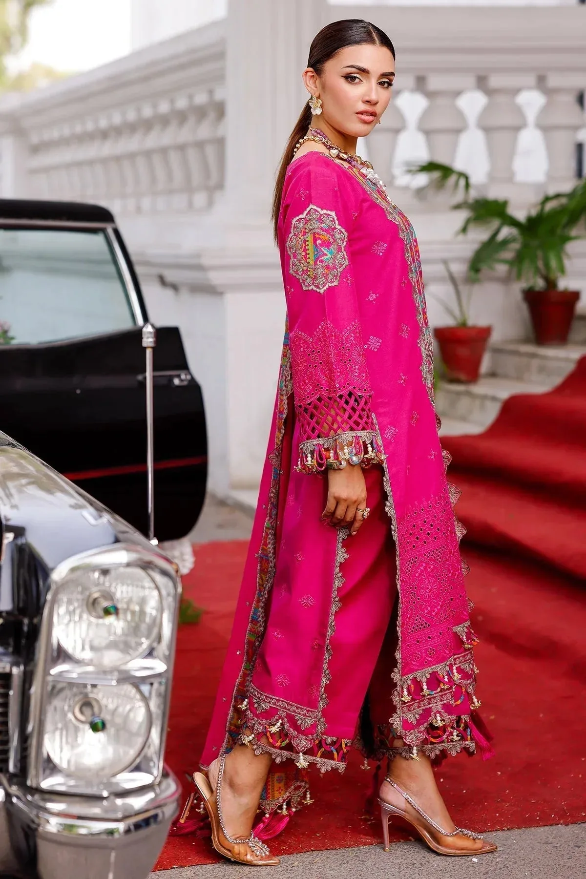 Charizma Naranji Lawn 25 Candy Pink Chiffon – view 4 – Poshaq