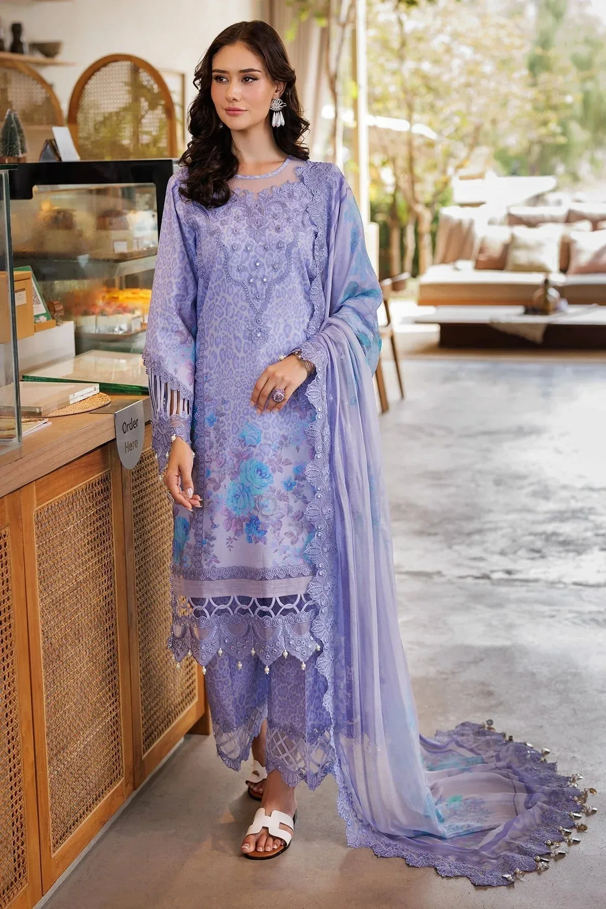 Charizma Naranji Lawn 25 Lavender Lawn – view 1 – Poshaq