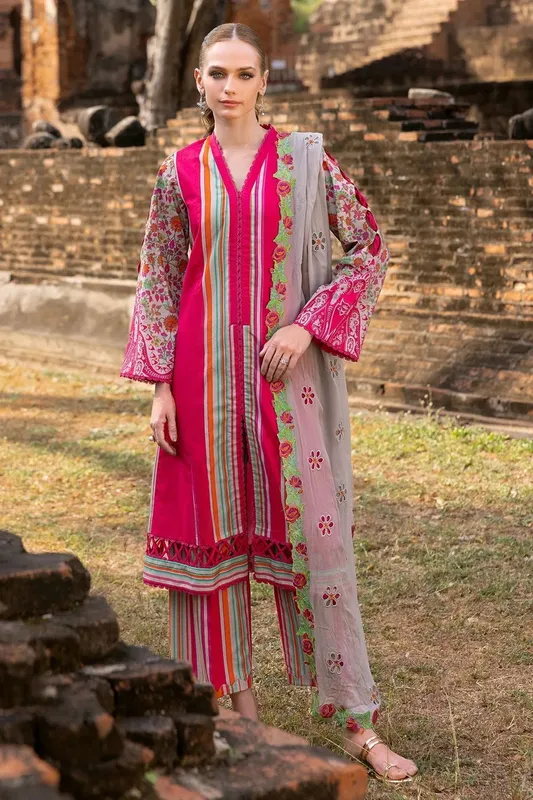 Charizma Print Melody 25 Fuchsia Pink Chiffon – view 1 – Poshaq