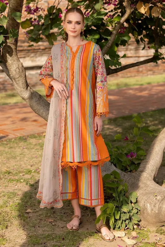 Charizma Print Melody 25 Orange Chiffon – view 1 – Poshaq