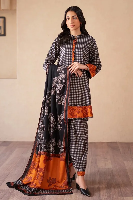 Charizma Print Melody Black Raw Silk – view 1 – Poshaq