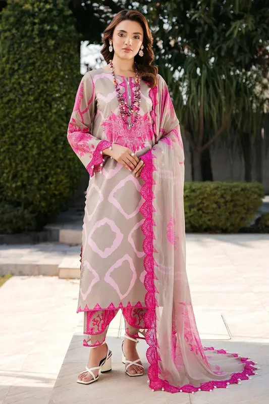 Charizma Print Melody Beige Chiffon – view 1 – Poshaq