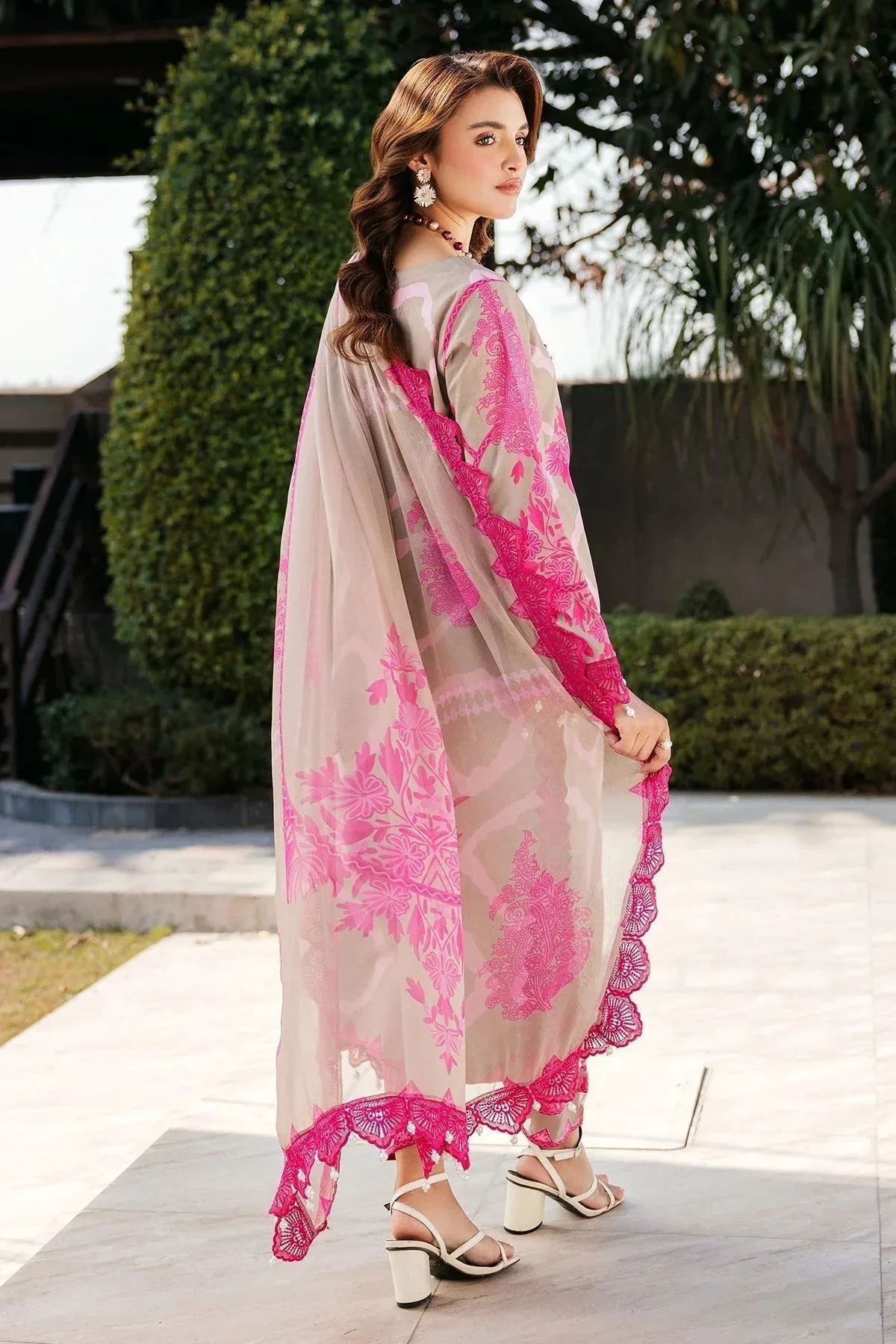 Charizma Print Melody Beige Chiffon – view 2 – Poshaq