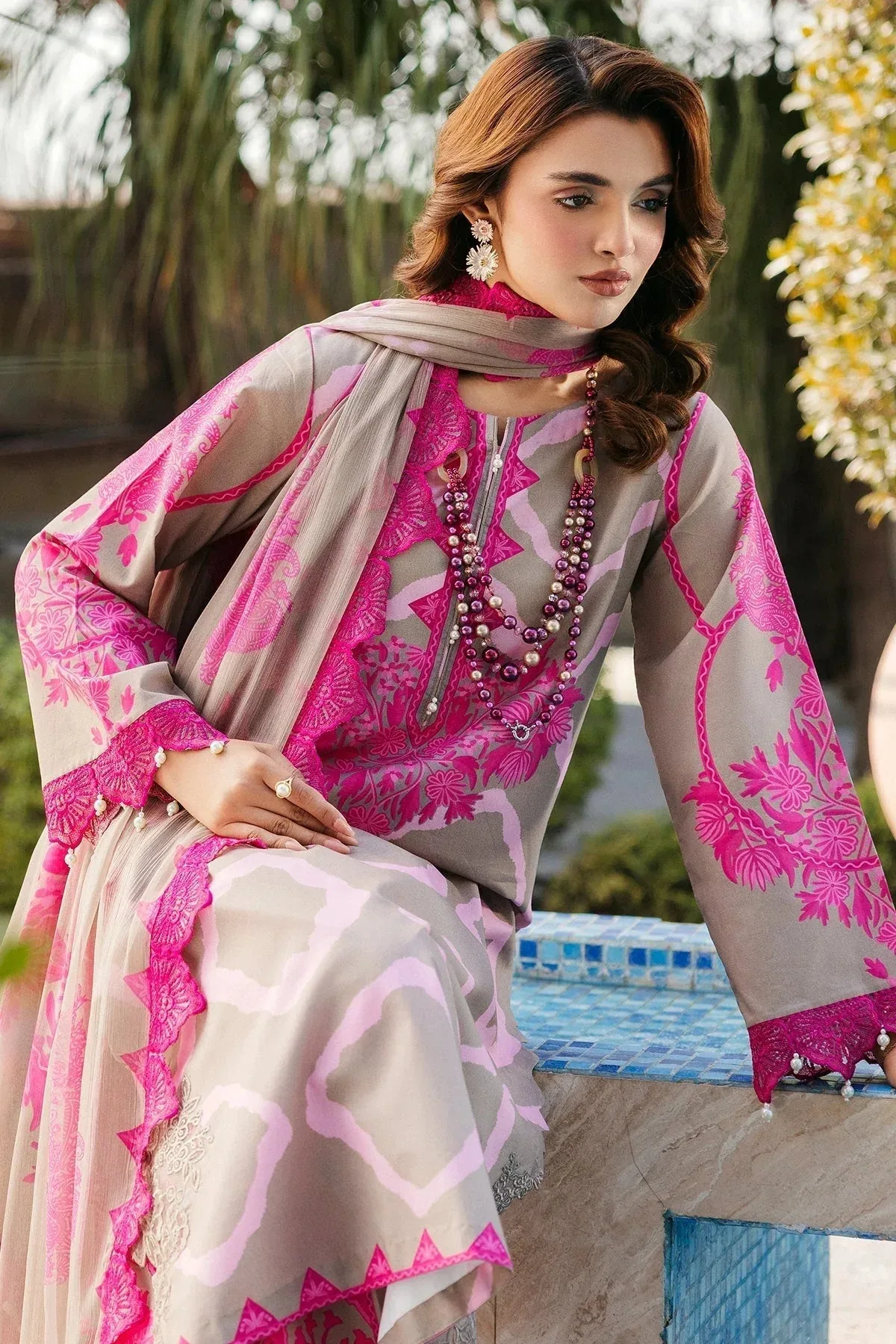 Charizma Print Melody Beige Chiffon – view 4 – Poshaq