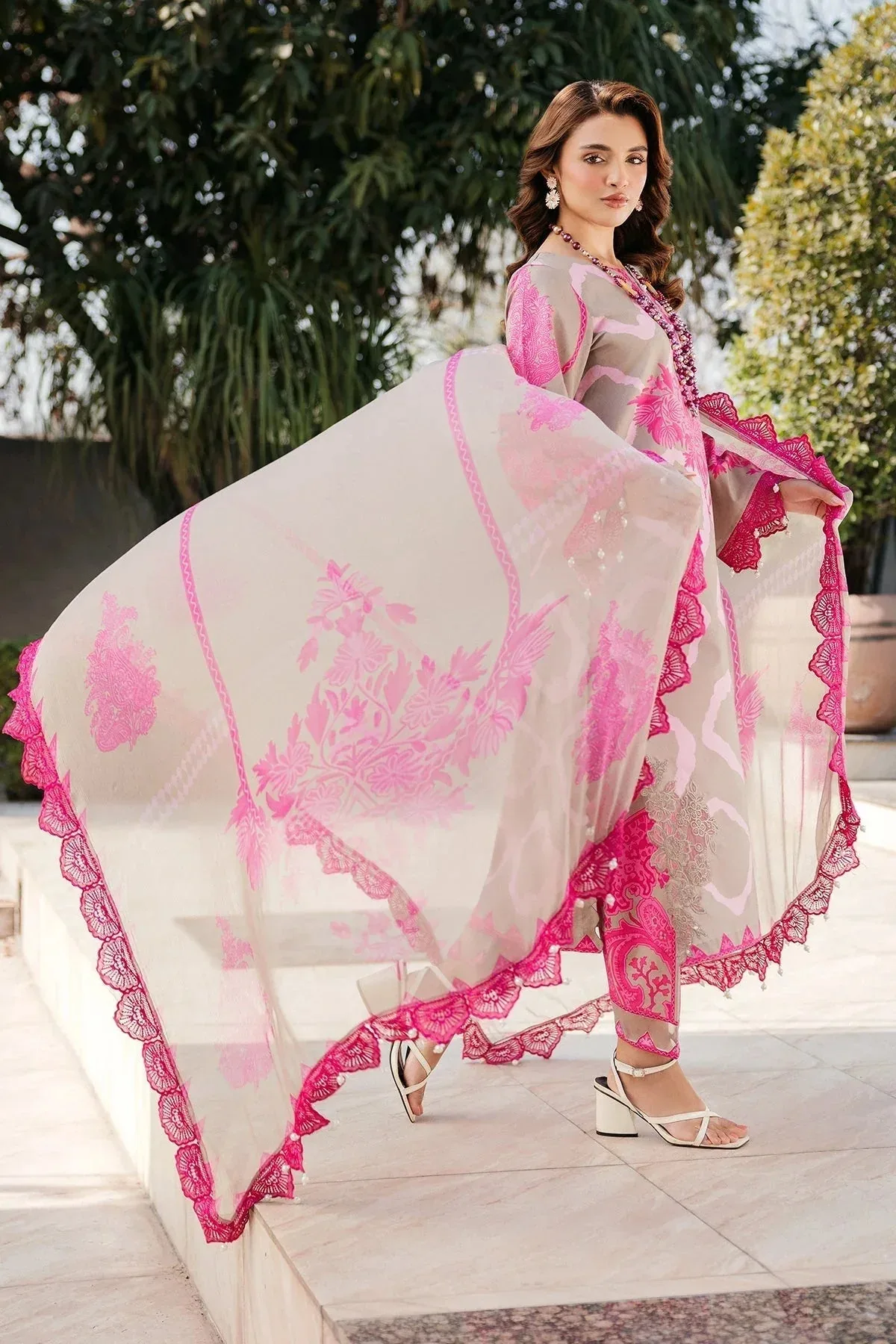 Charizma Print Melody Beige Chiffon – view 6 – Poshaq