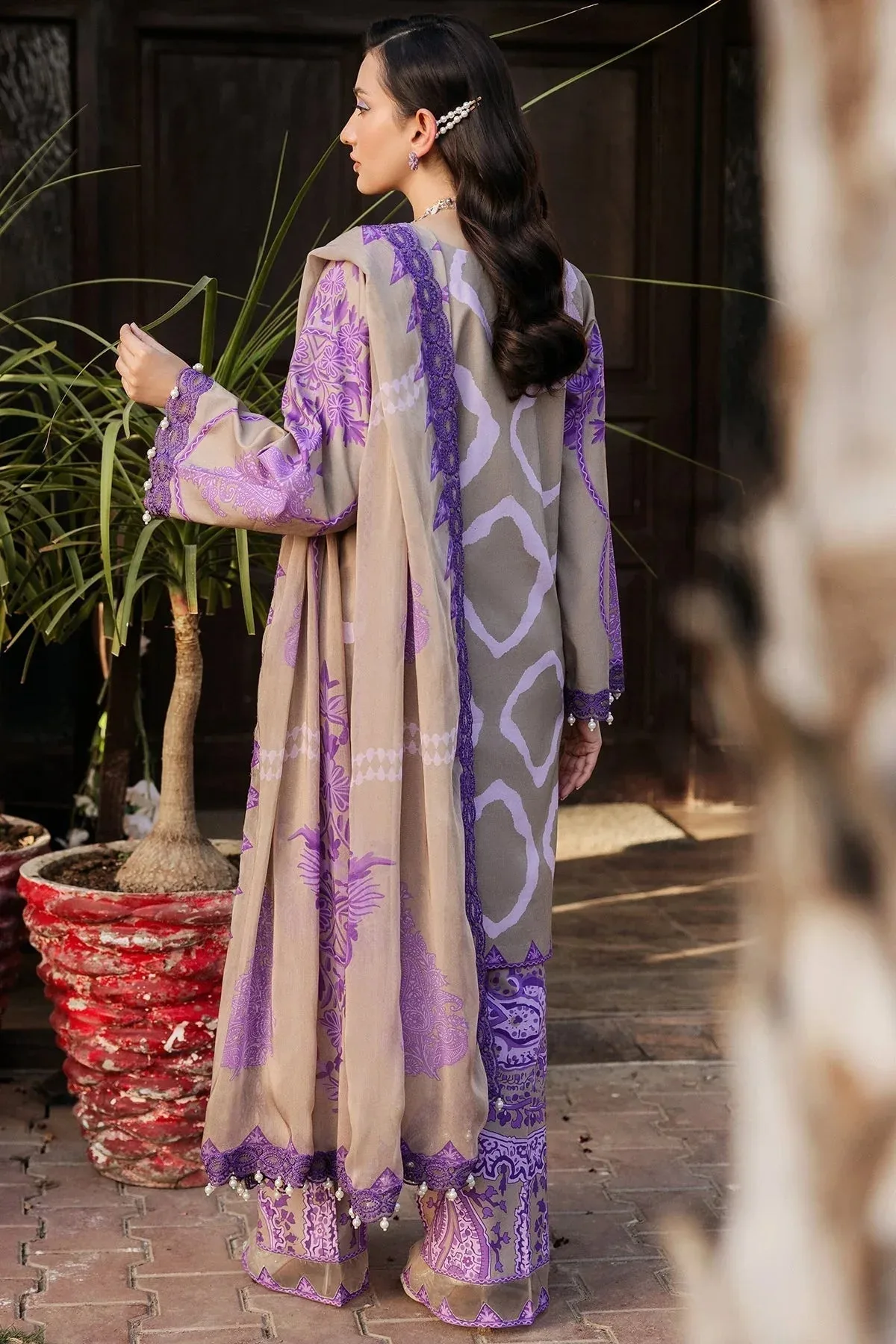 Charizma Print Melody Purple Chiffon – view 2 – Poshaq