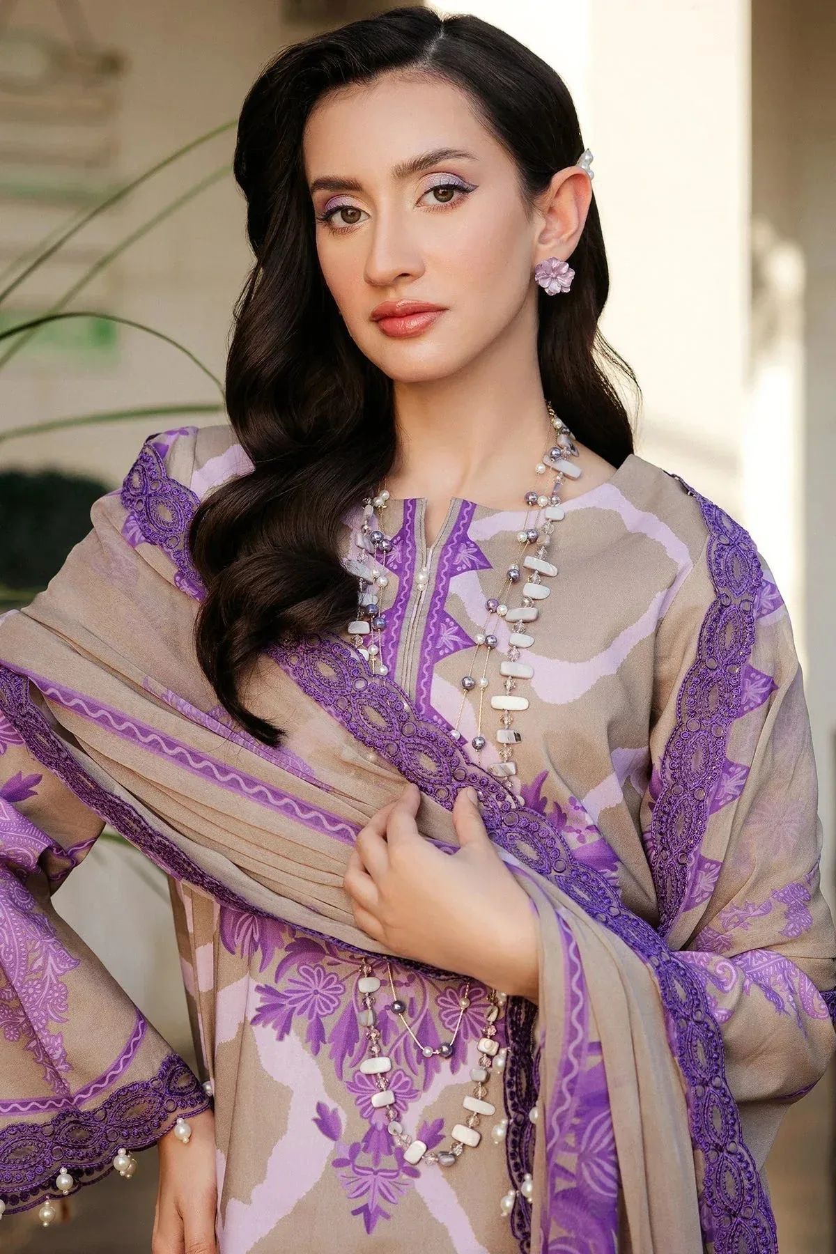 Charizma Print Melody Purple Chiffon – view 3 – Poshaq