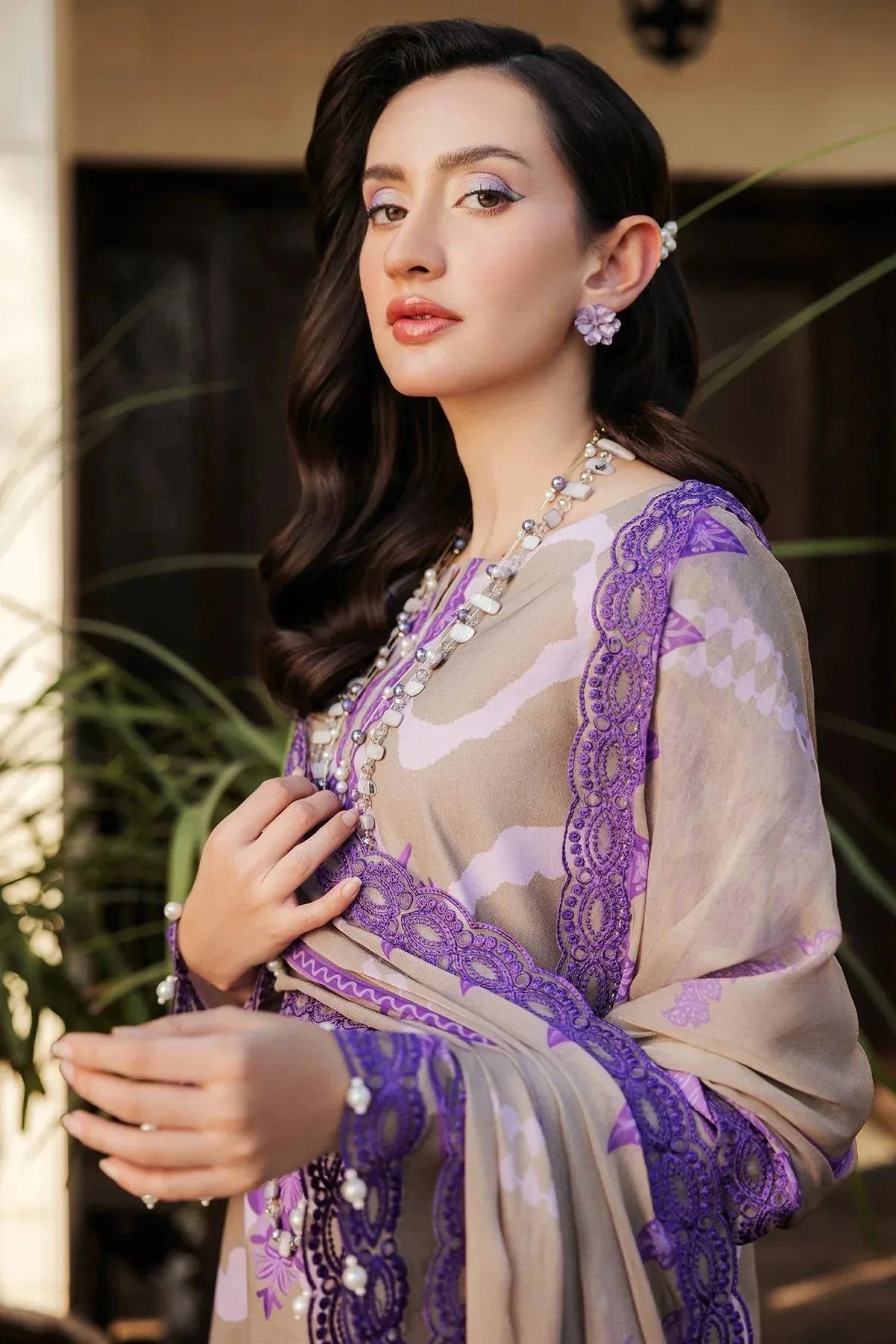 Charizma Print Melody Purple Chiffon – view 4 – Poshaq